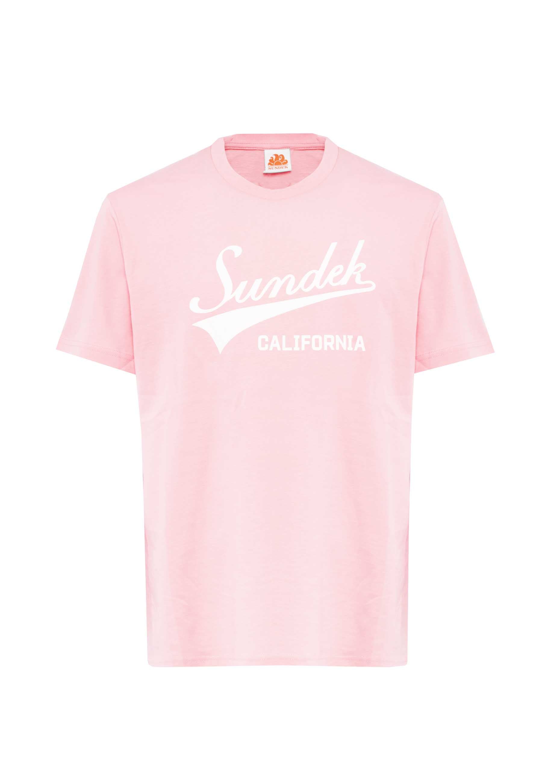T-Shirt con Scritta Sundek Quartz Pink
