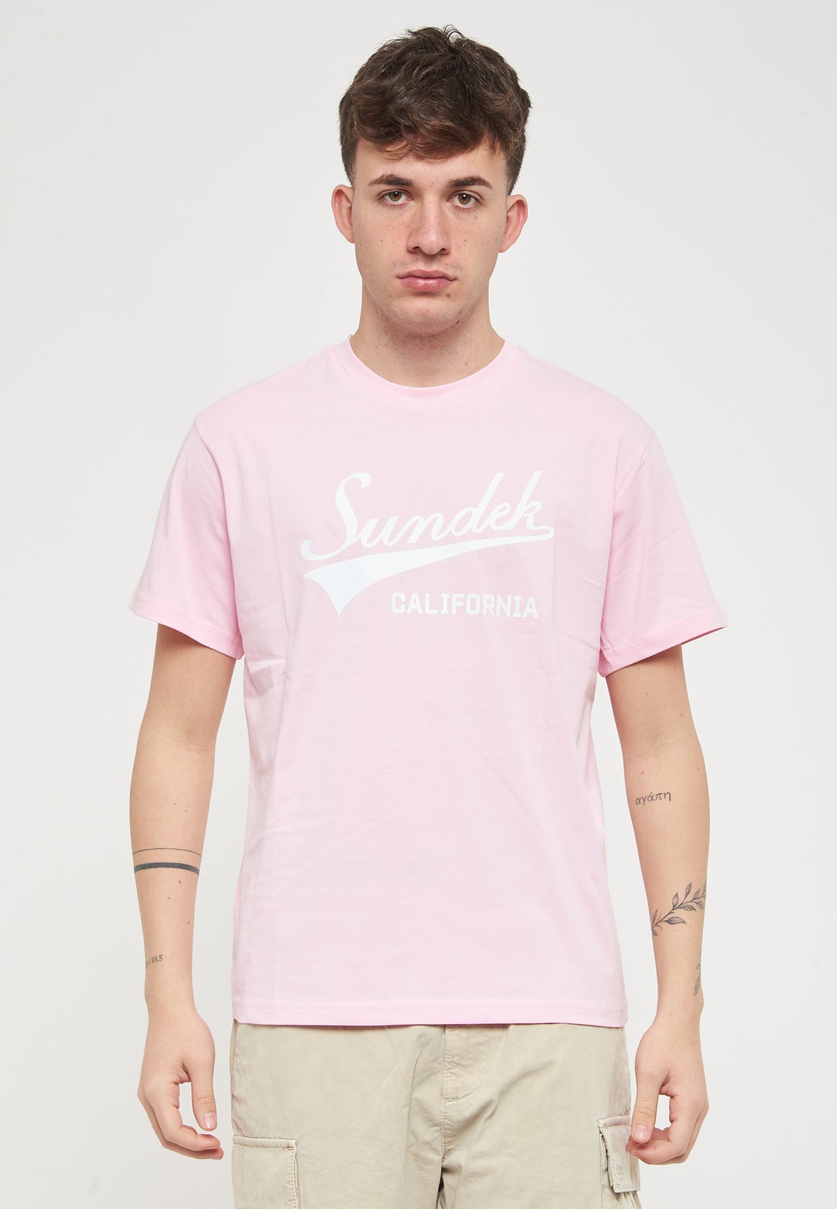 T-Shirt con Scritta Sundek Quartz Pink