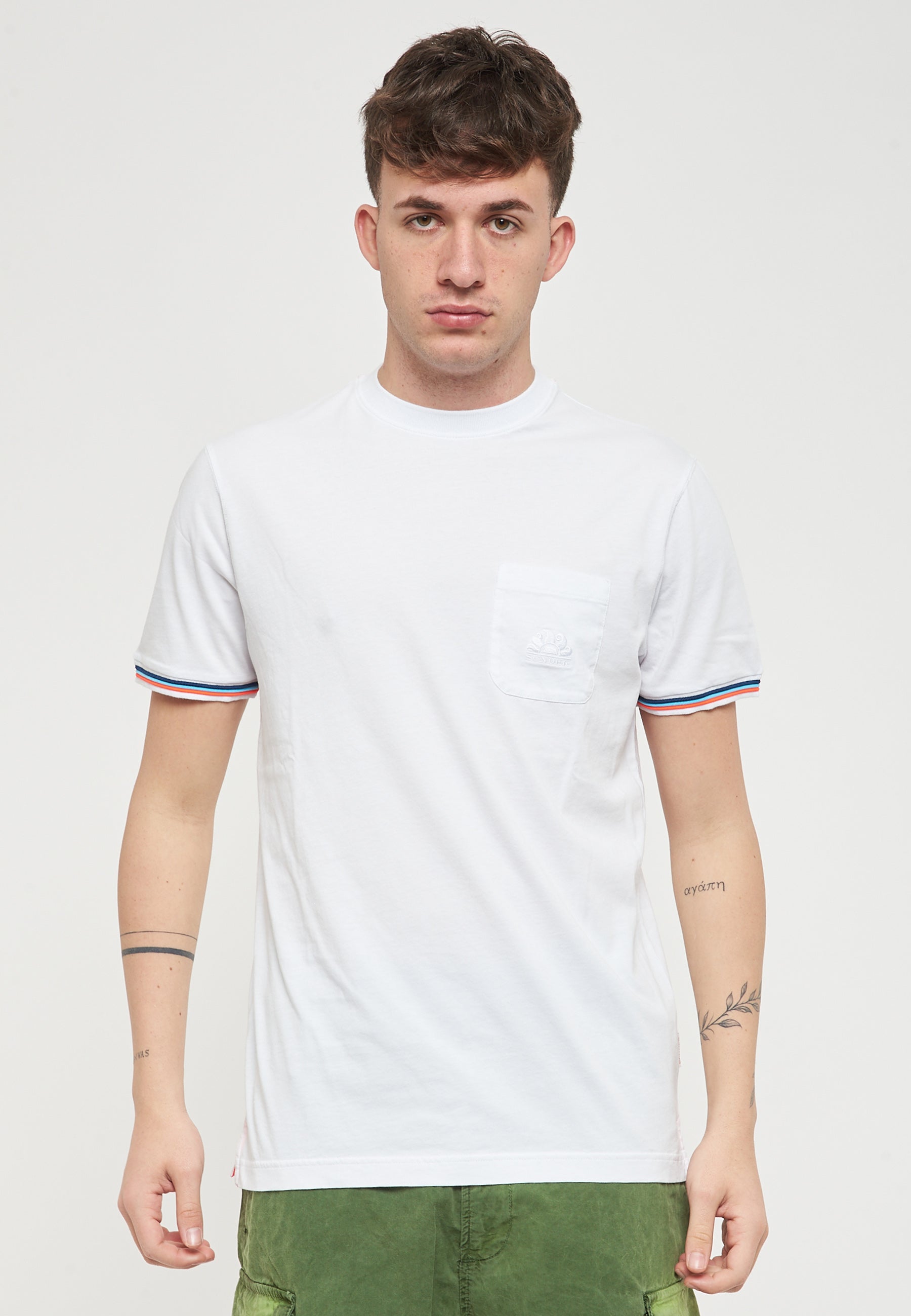 T-Shirt Finn Girocollo Con Taschino White