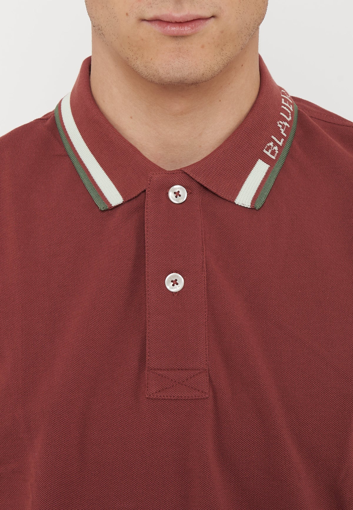 Polo Shirt with Embroidered Ransom Collar English Brick