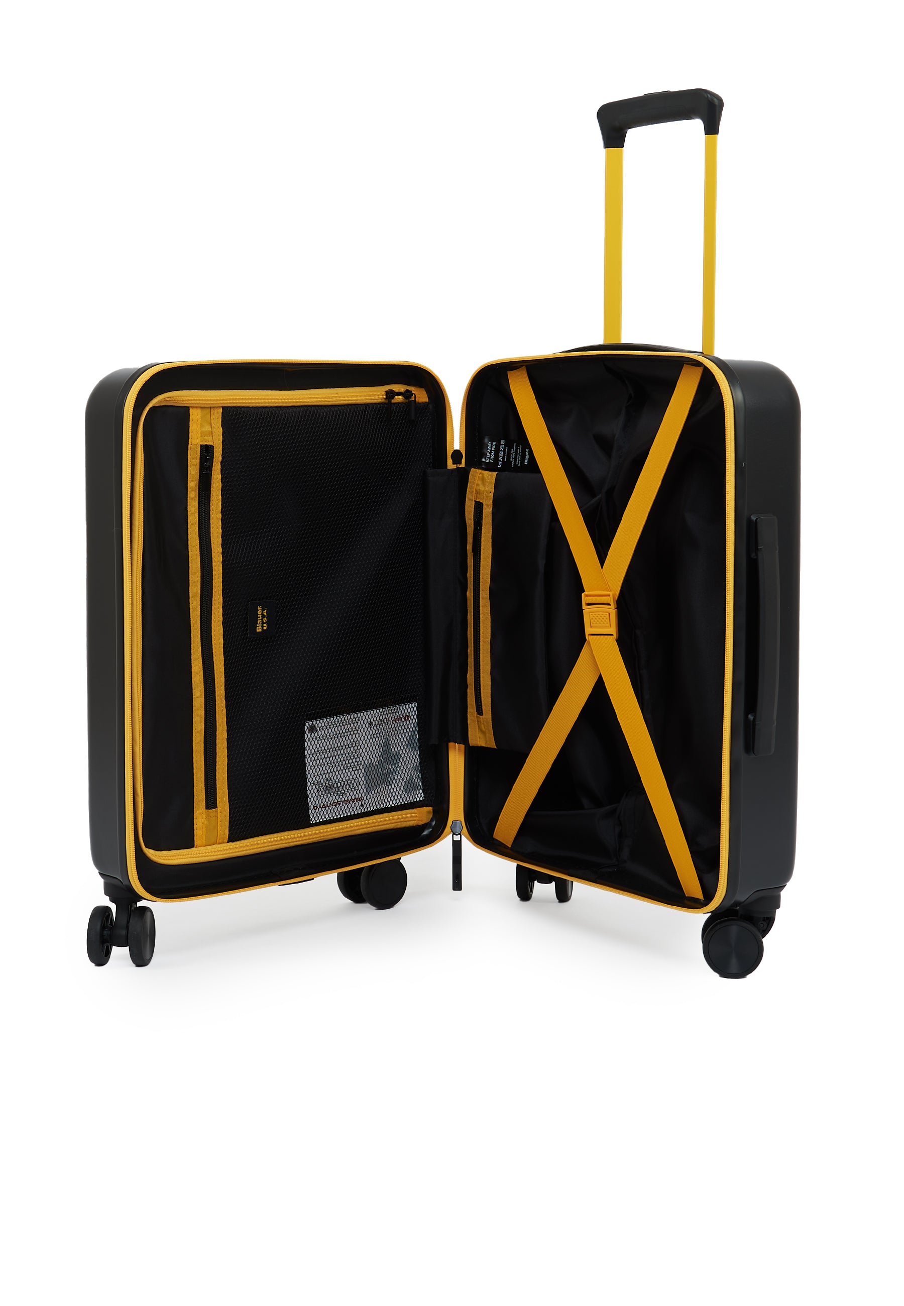 Trolley Blauer Cabin02 black in ABS rigido ad alta resistenza.<BR/>