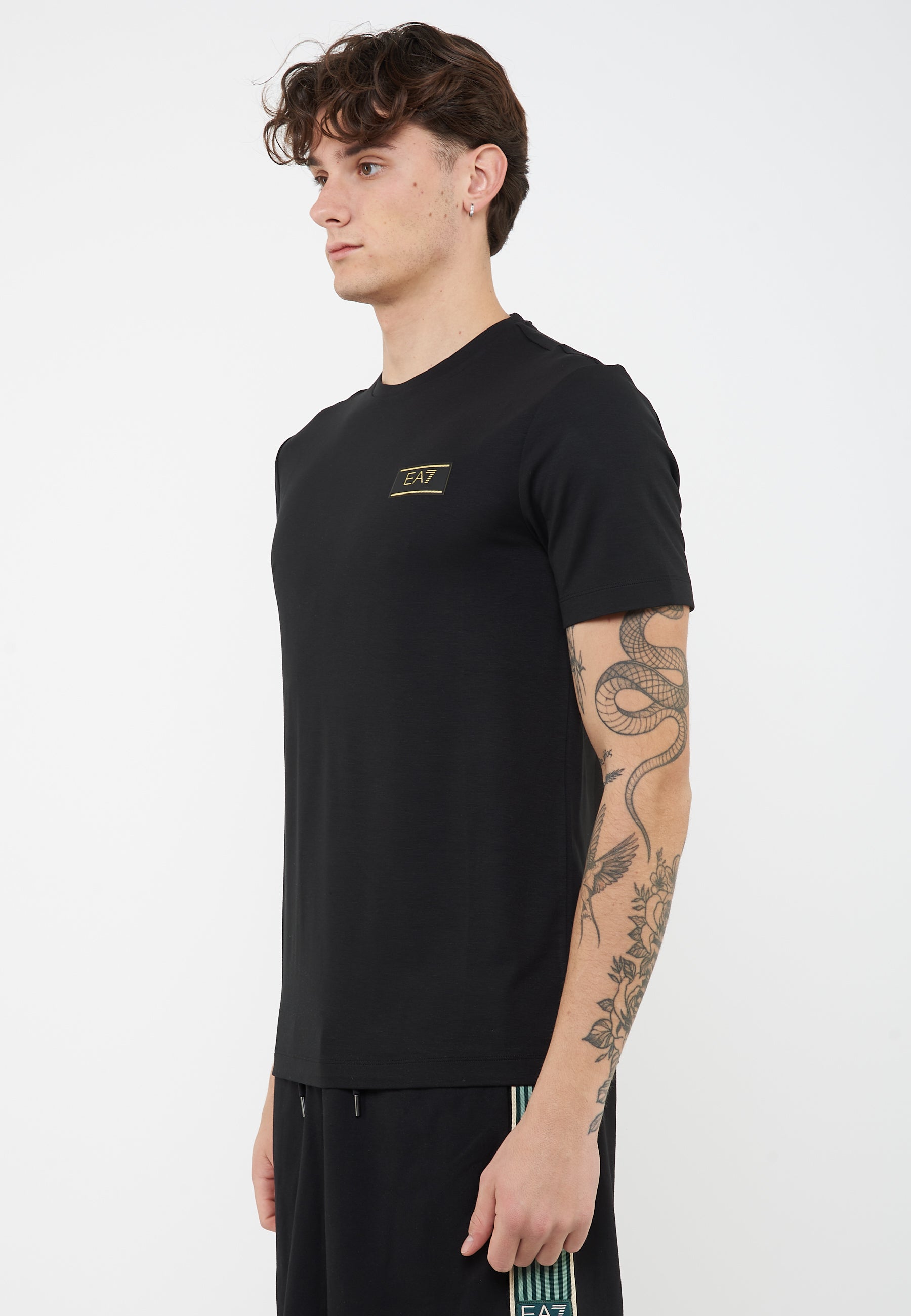 T-shirt girocollo Premium Label in misto viscosa stretch Black