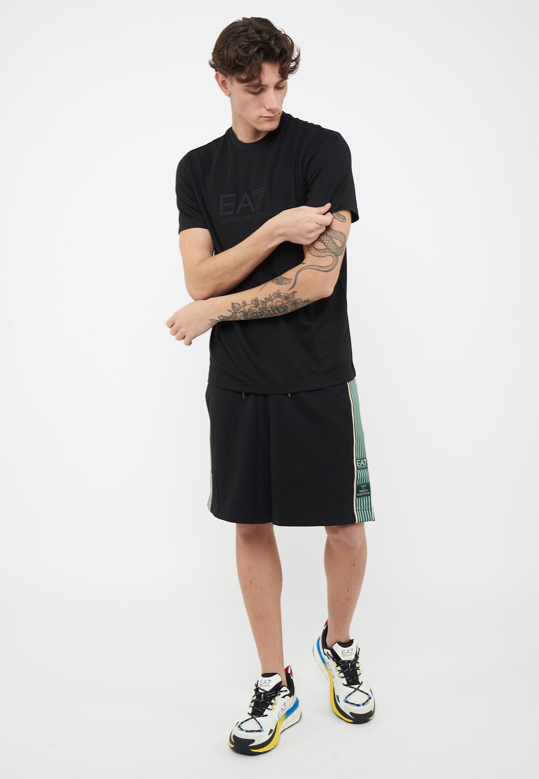 T-shirt Lux Identity in jersey di misto modal Black<BR/>