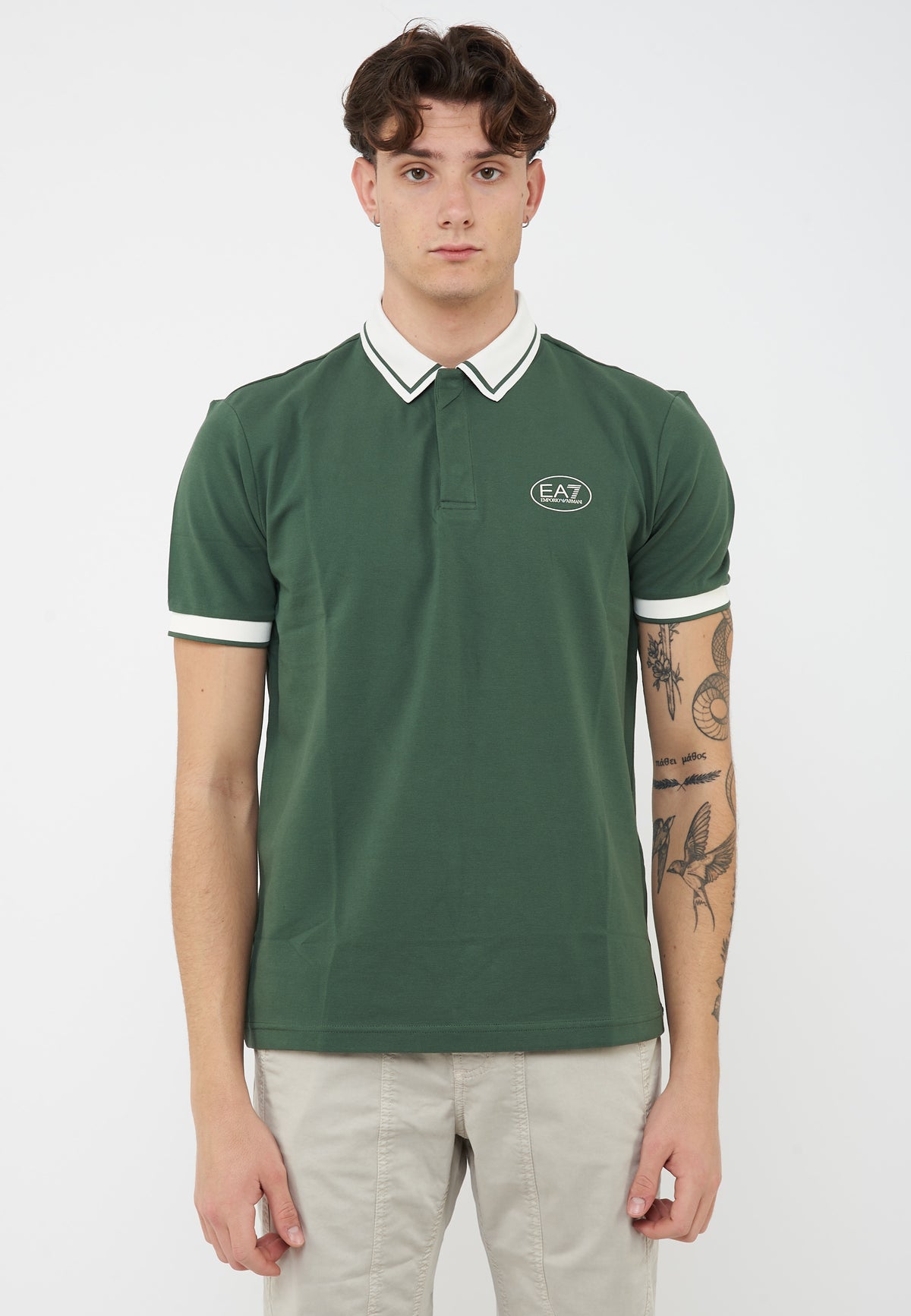 Polo Tennis Club in piquet di cotone stretch Cilantro