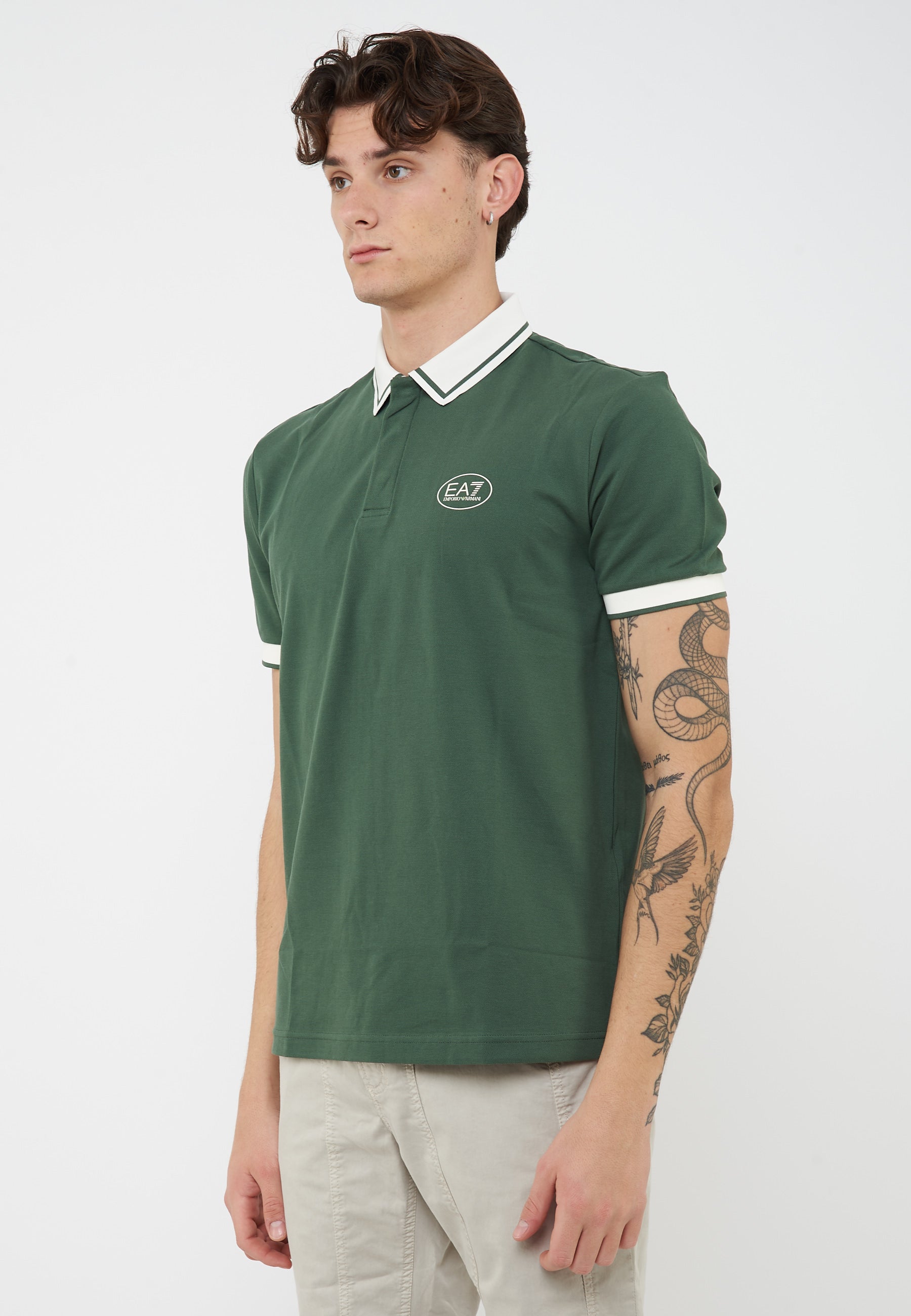 Polo Tennis Club in piquet di cotone stretch Cilantro