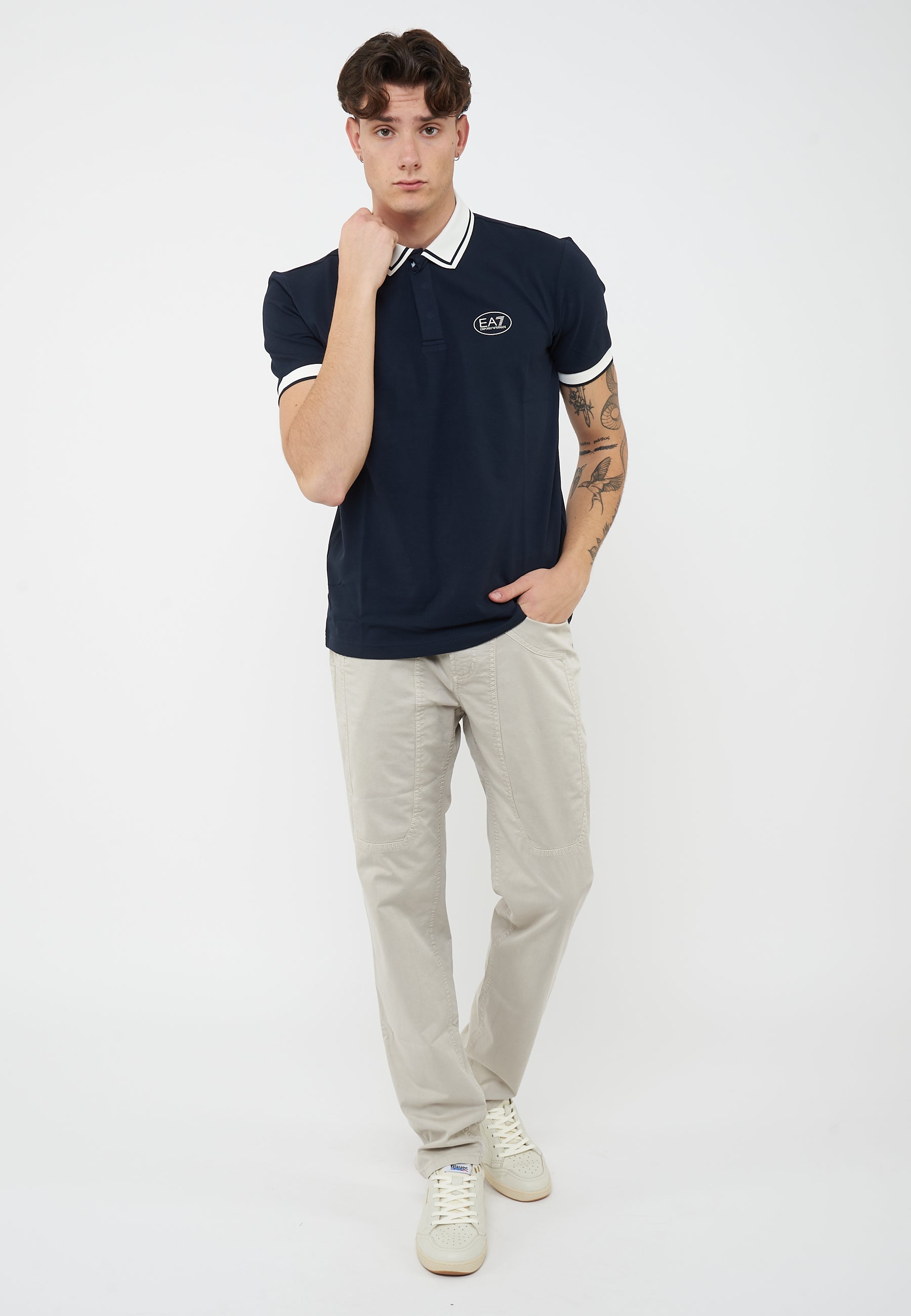 Polo Tennis Club in piquet di cotone stretch Blue
