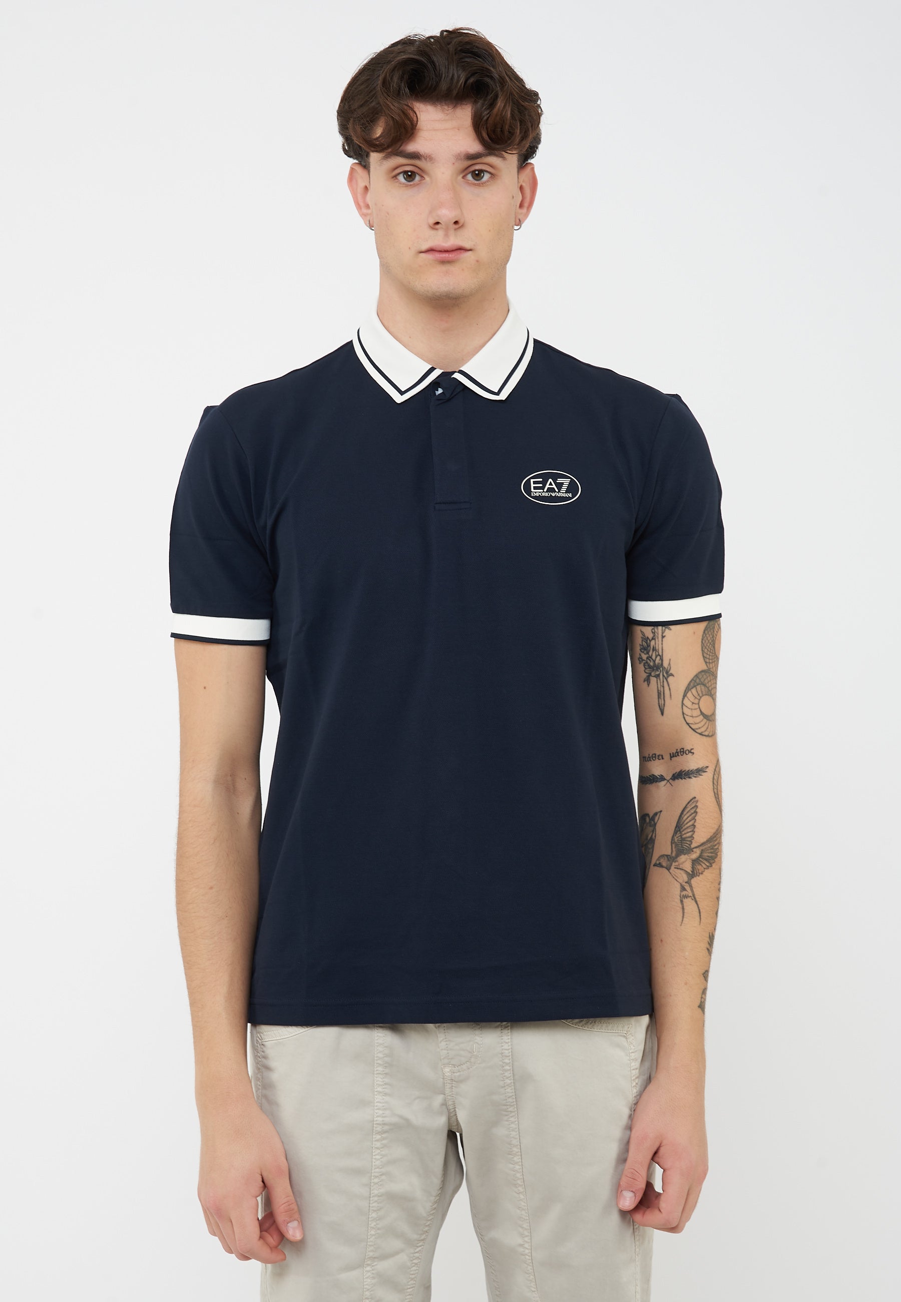Polo Tennis Club in piquet di cotone stretch Blue