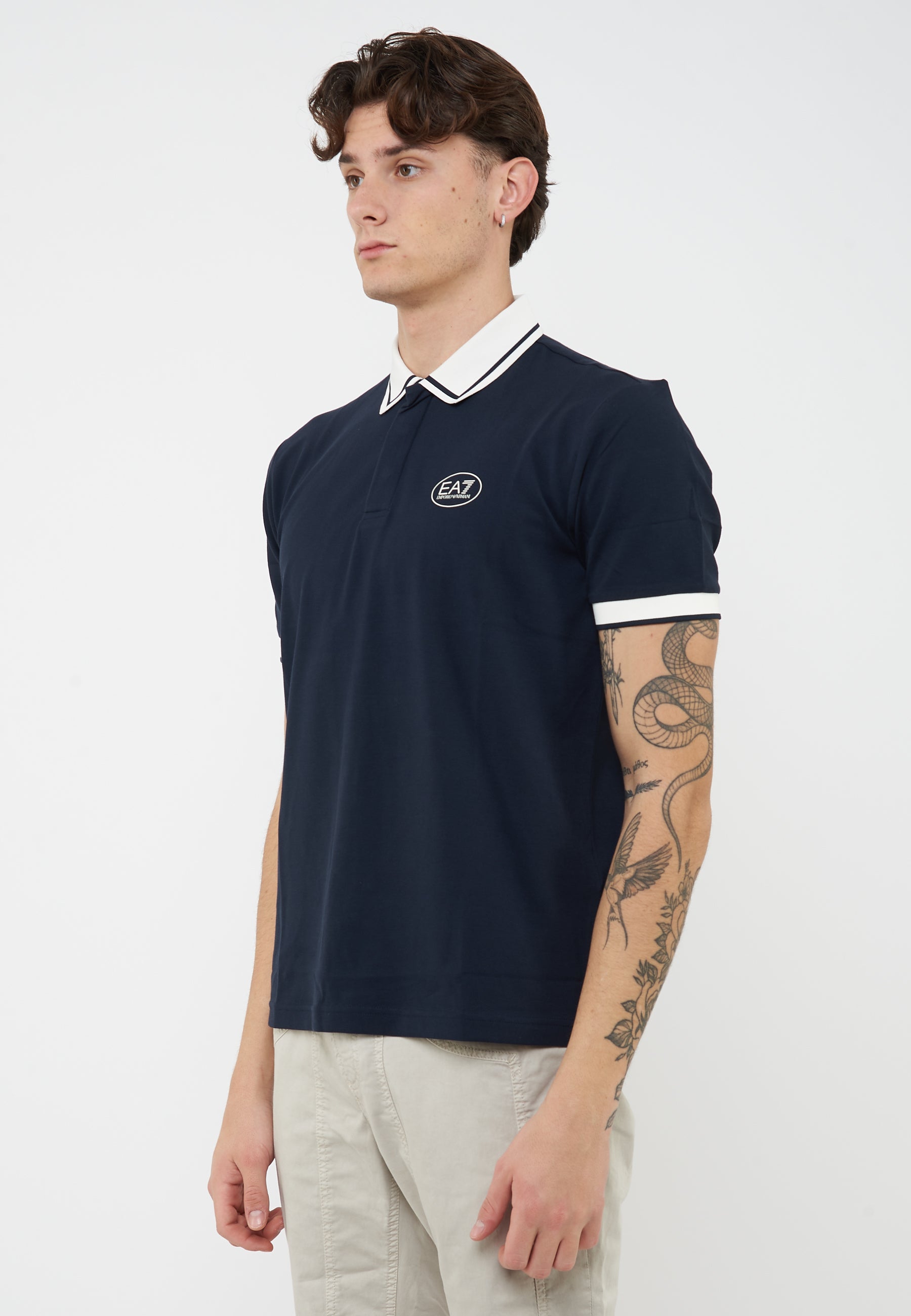Polo Tennis Club in piquet di cotone stretch Blue