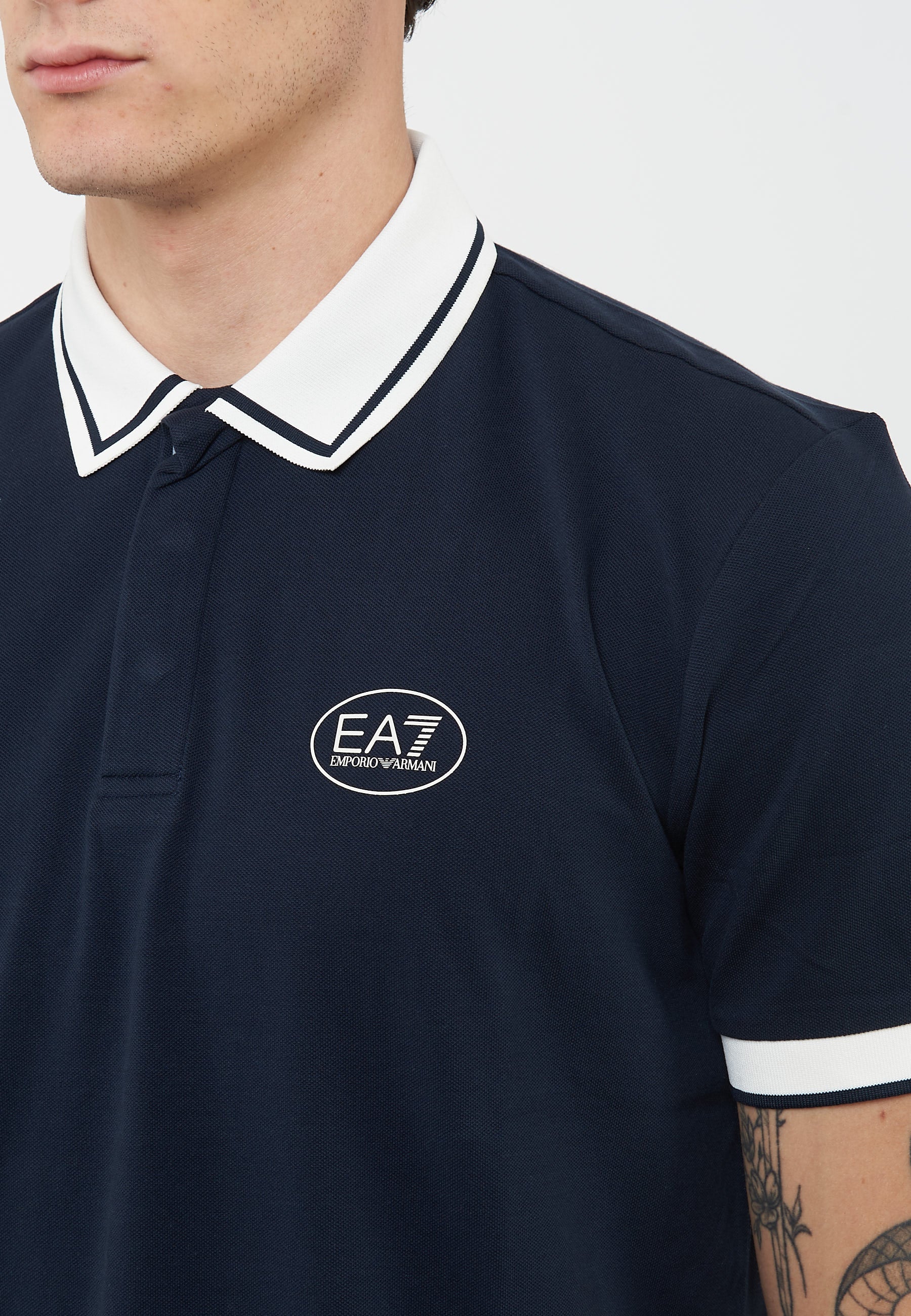 Polo Tennis Club in piquet di cotone stretch Blue