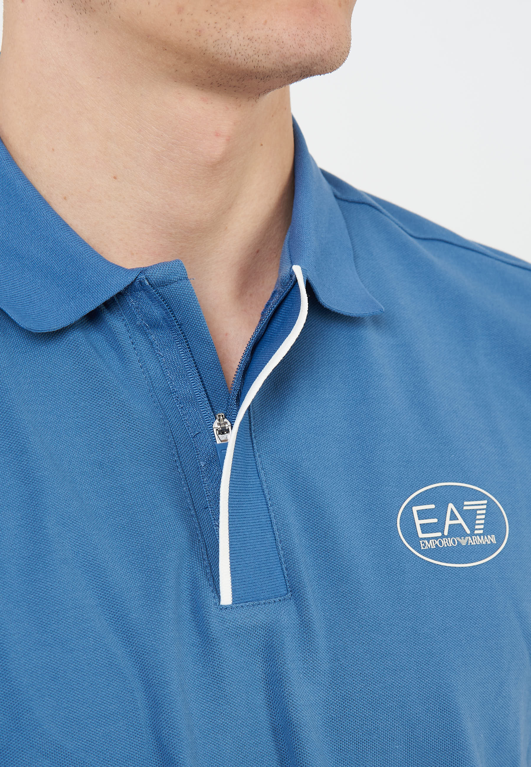 Polo Tennis Club in piquet di cotone stretch Blue Horizone