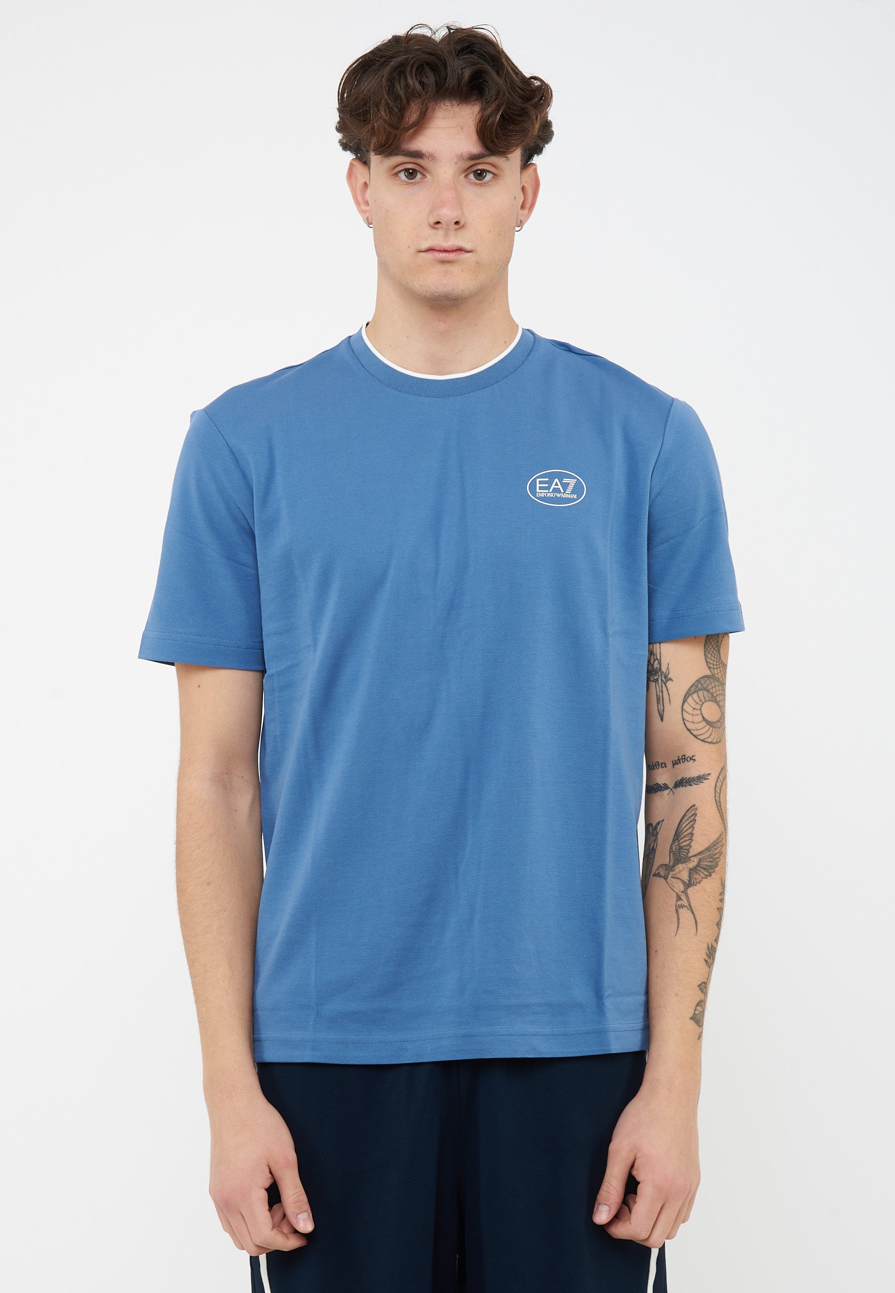 T-Shirt Tennis Club in piquet di cotone stretch Blue Horizone