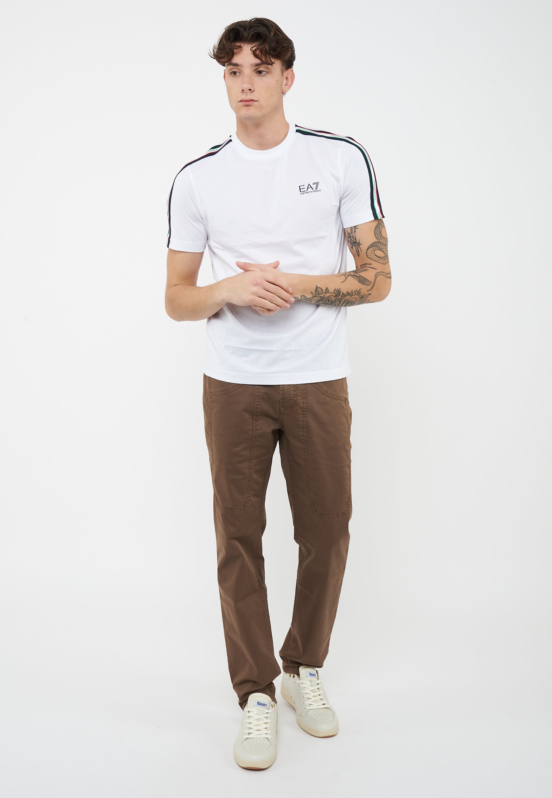 T-shirt girocollo in jersey di cotone Italian Spirit White
