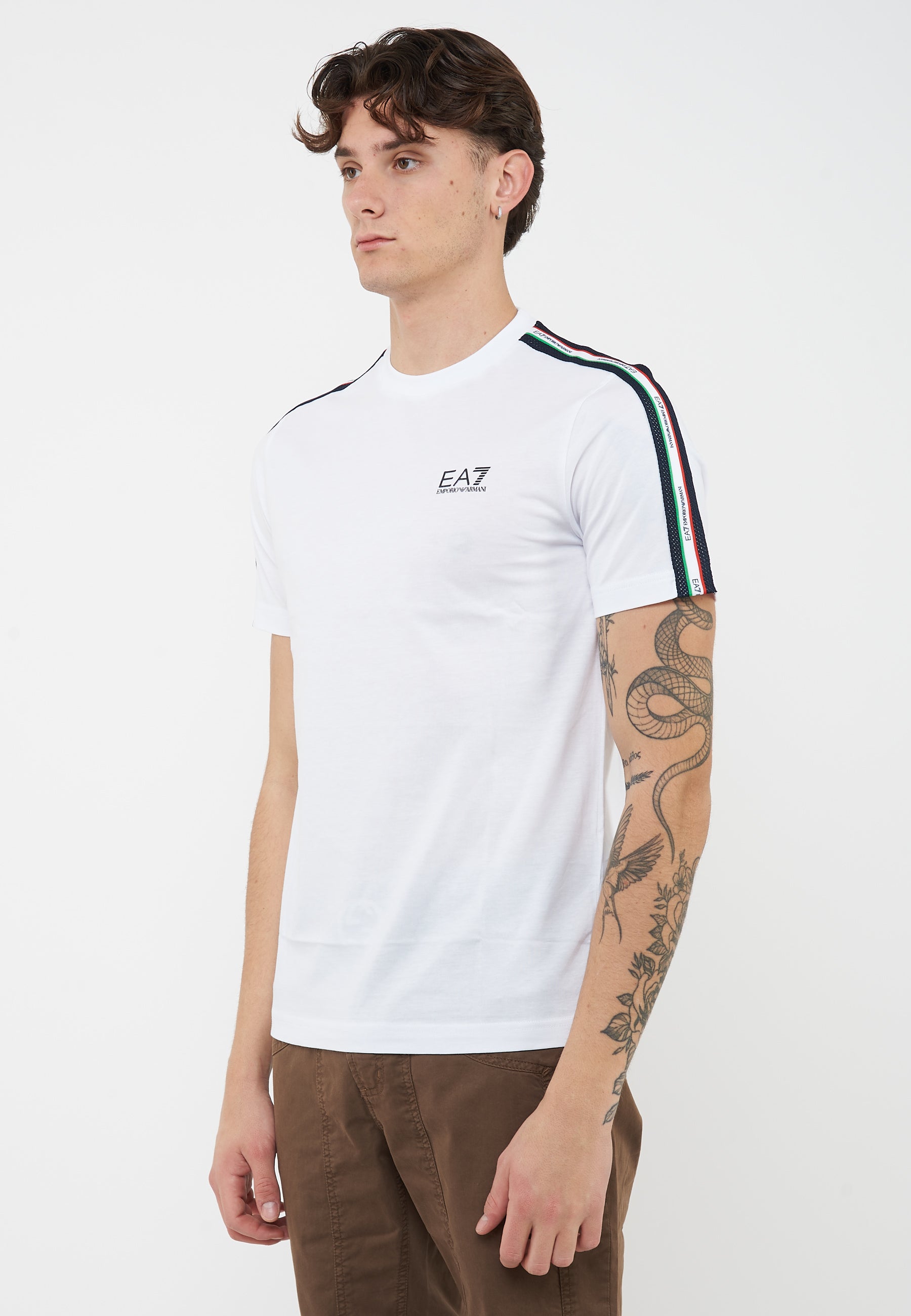 T-shirt girocollo in jersey di cotone Italian Spirit White