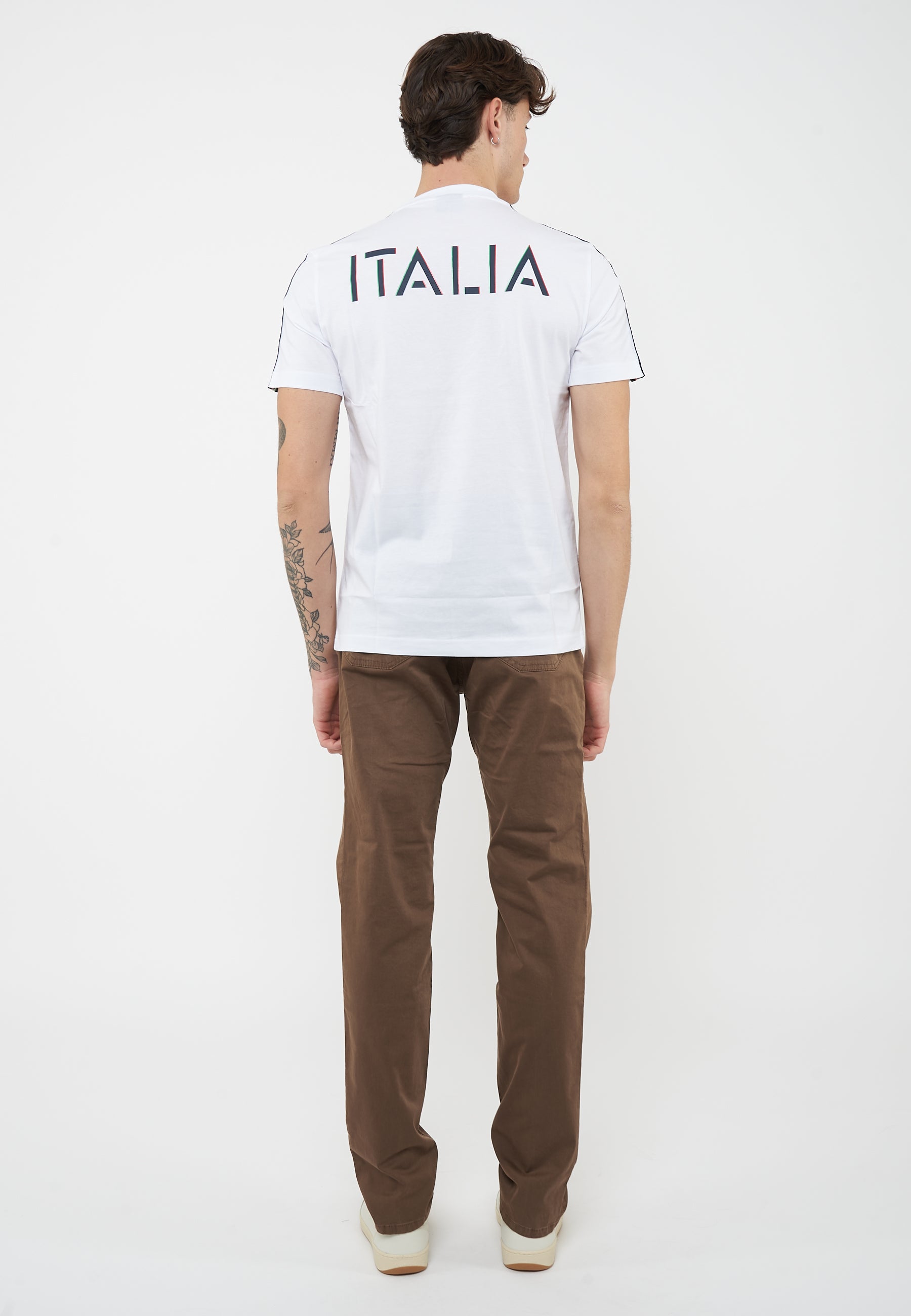 T-shirt girocollo in jersey di cotone Italian Spirit White