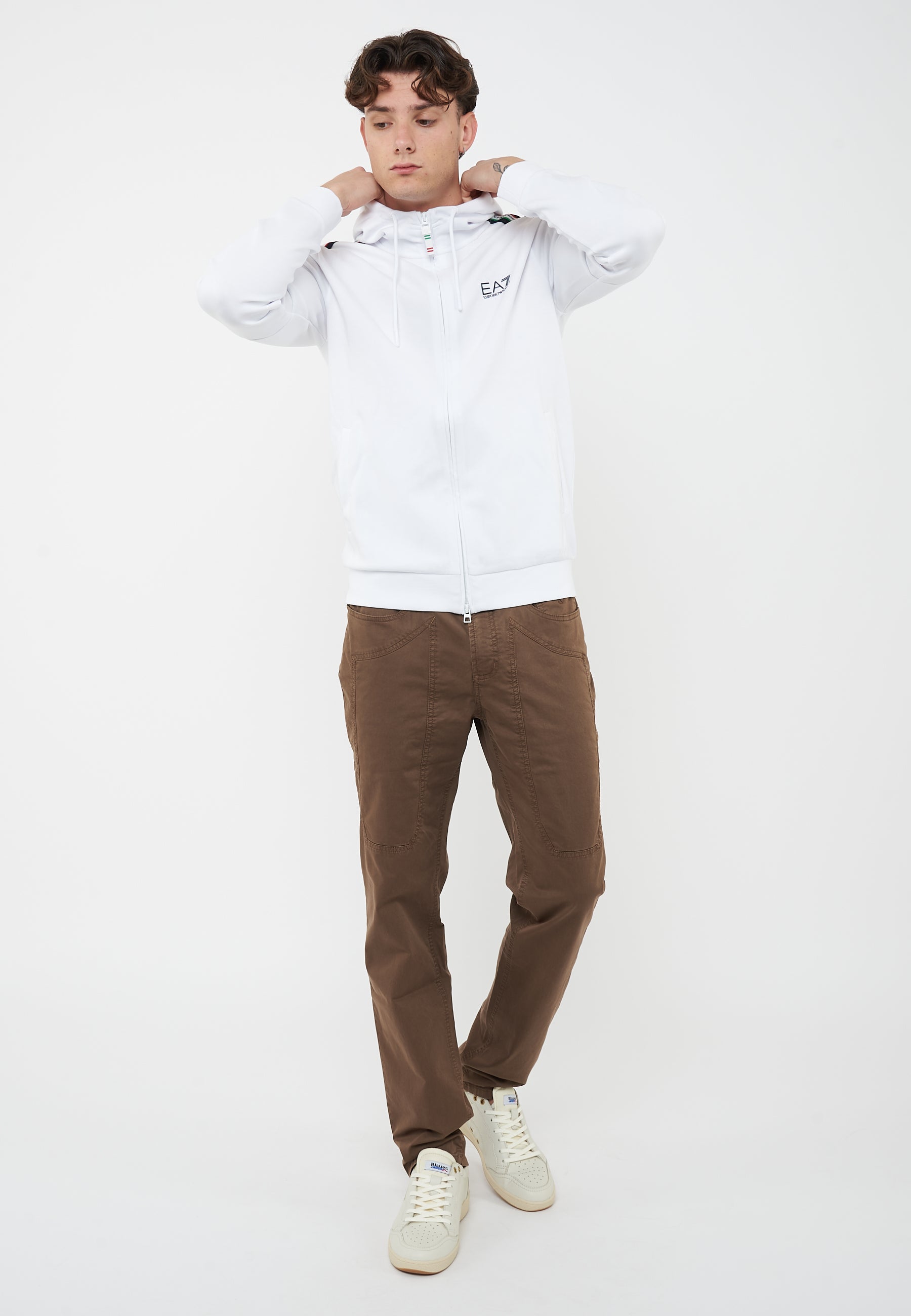 Felpa con cappuccio in jersey Italian Spirit White