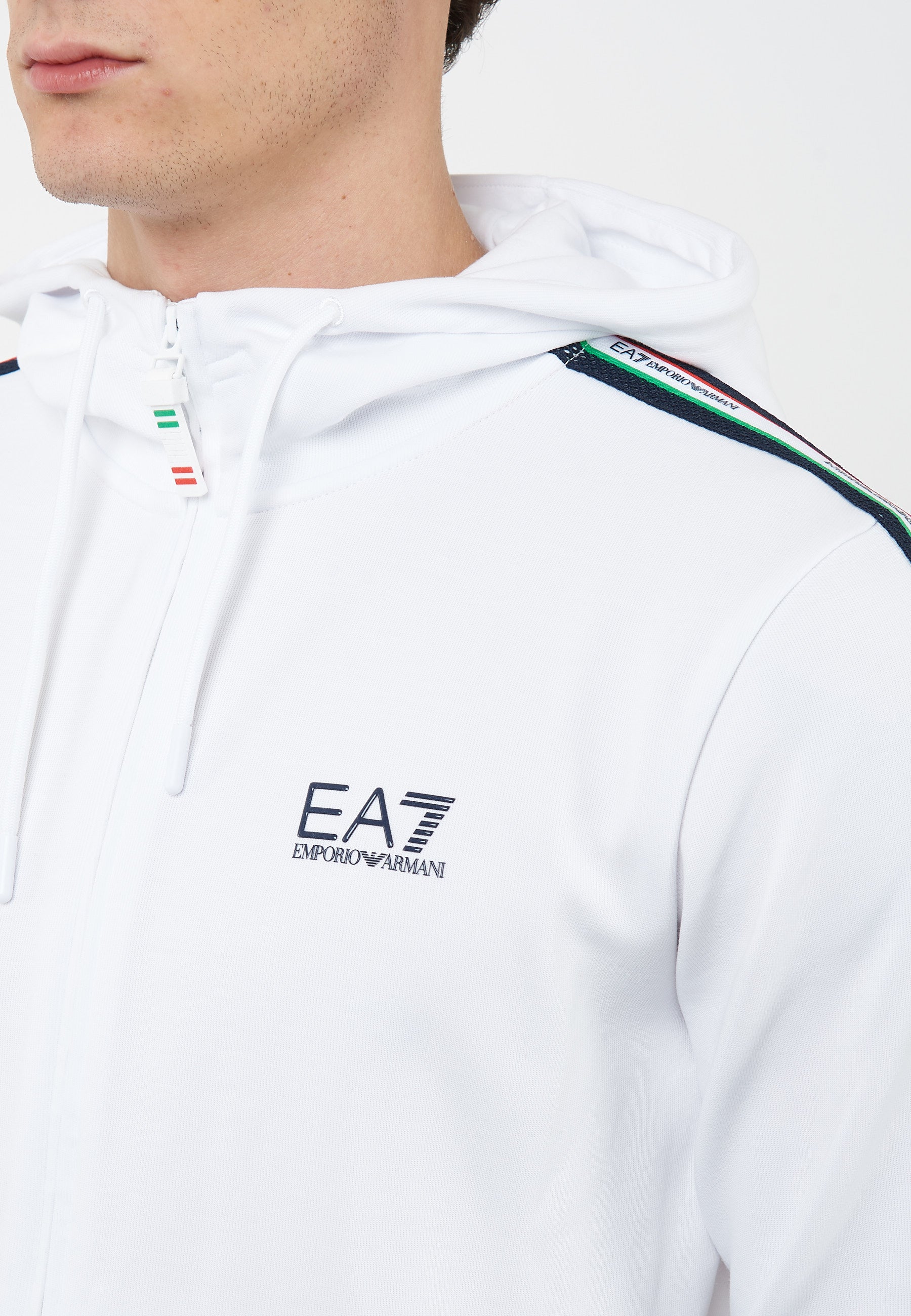 Felpa con cappuccio in jersey Italian Spirit White