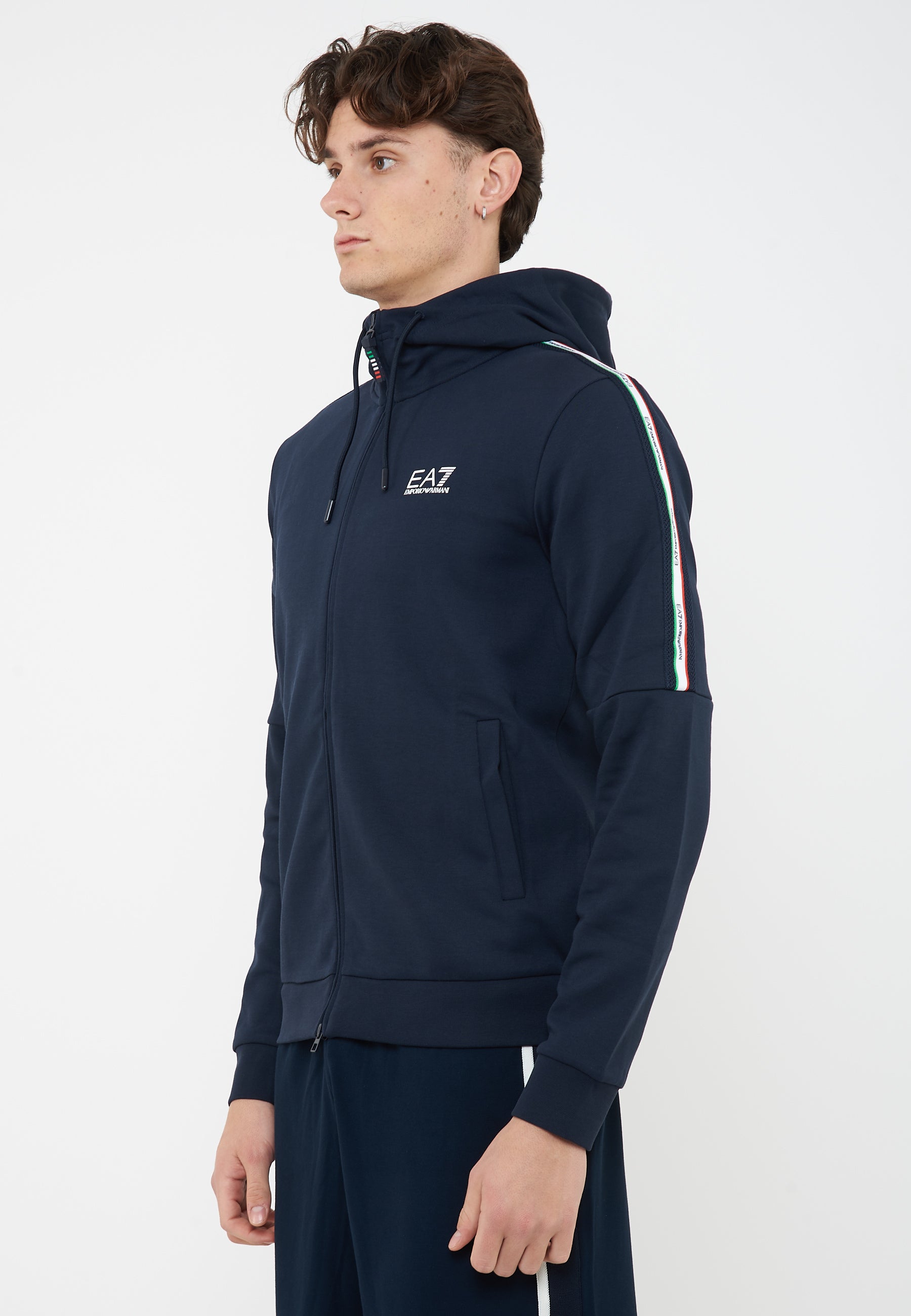 Felpa con cappuccio in jersey Italian Spirit Blue