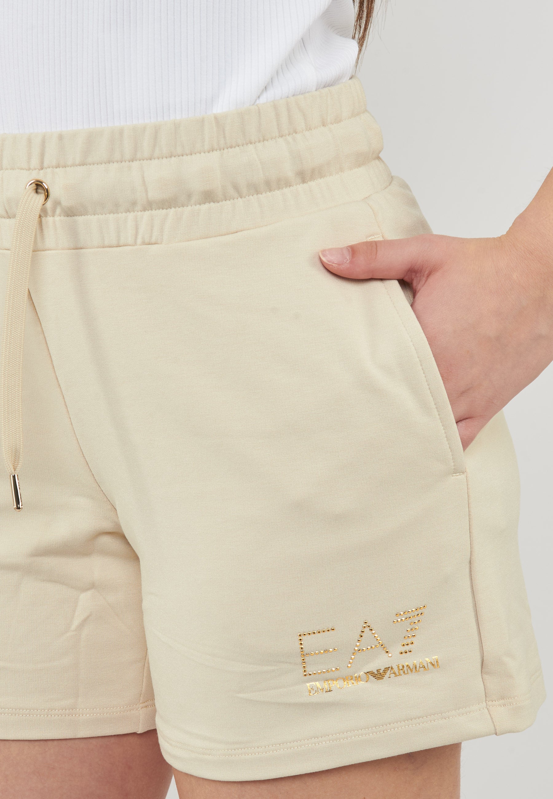 Shorts elasticizzati in misto viscosa con borchie Evolution Fog