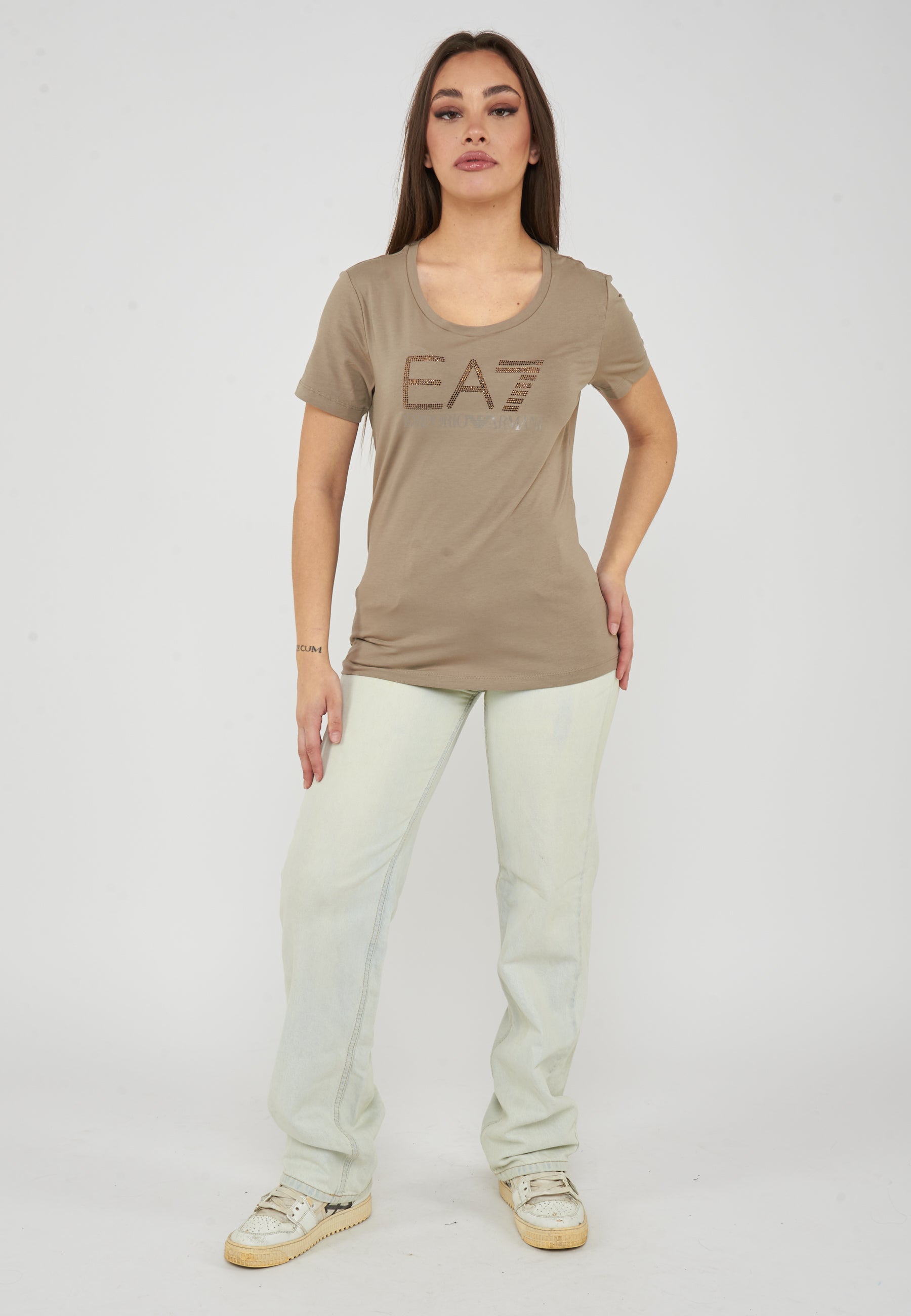 T-shirt in jersey stretch Logo Series Roasted Cashew