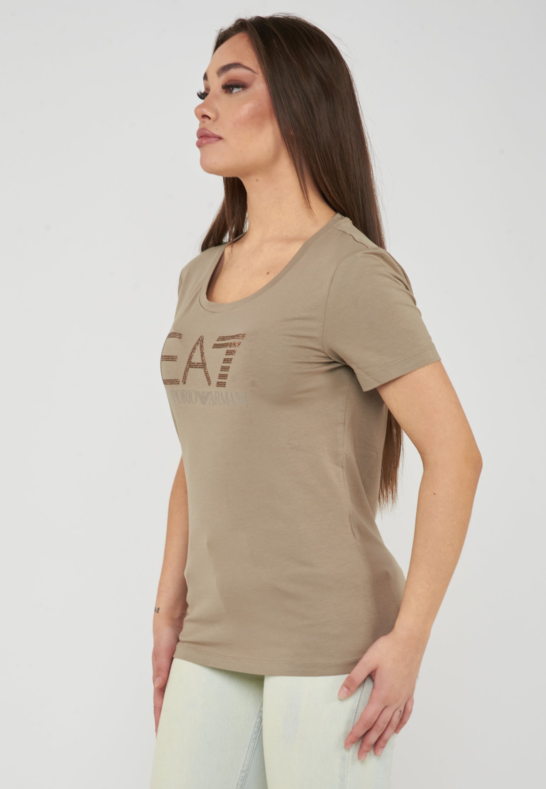 T-shirt in jersey stretch Logo Series Roasted Cashew
