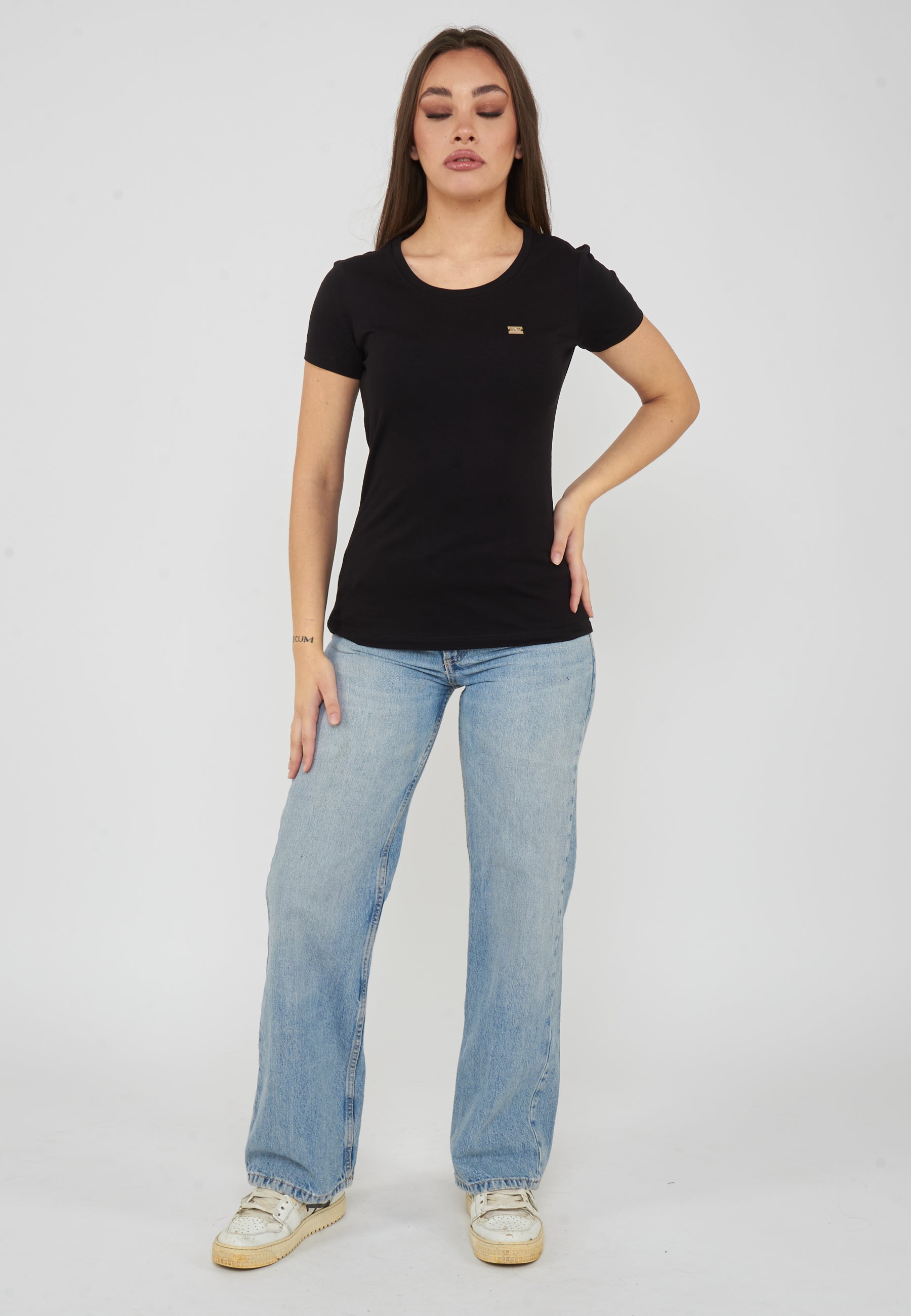 T-shirt Core Lady vestibilità slim in jersey cotone Black