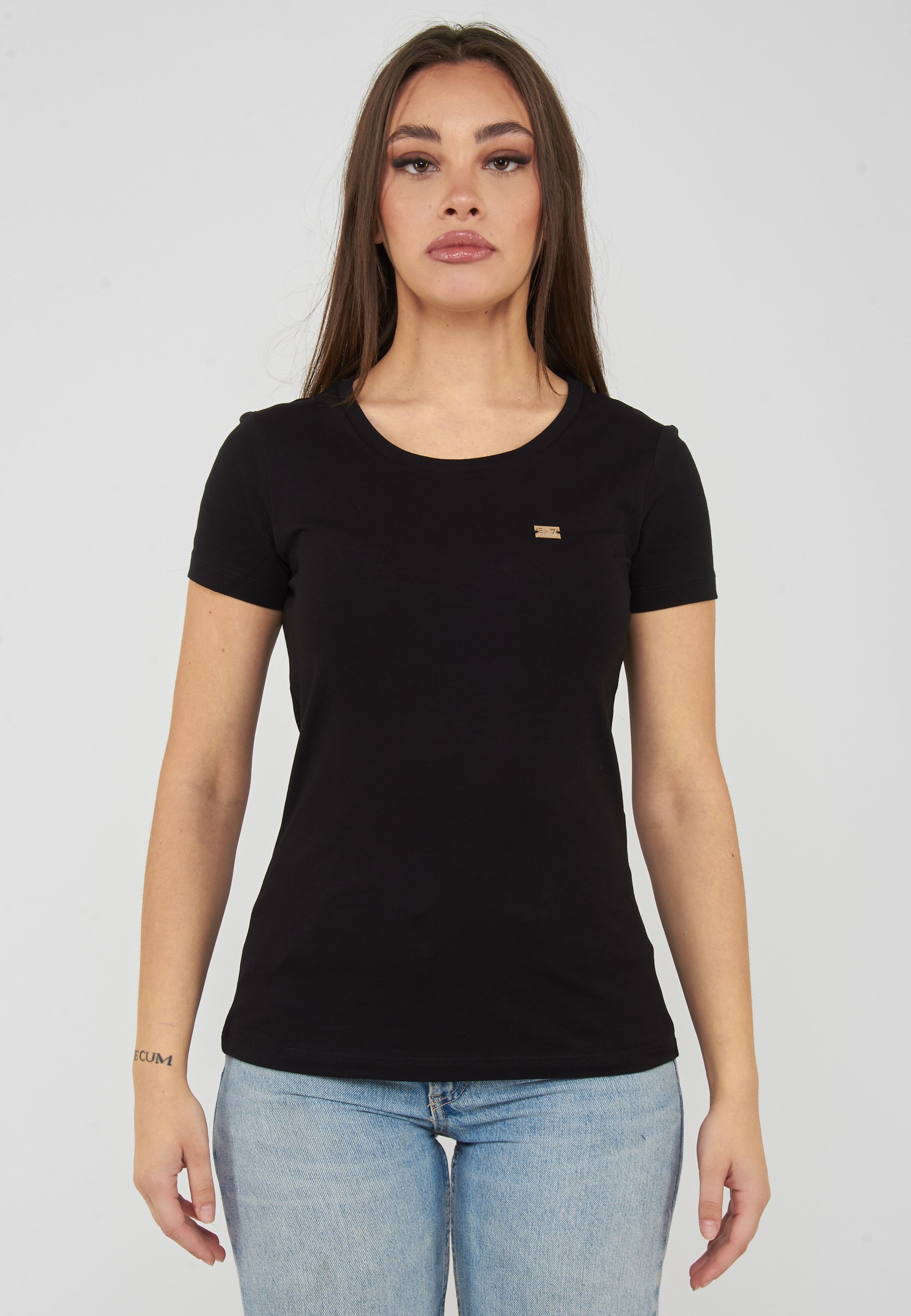 T-shirt Core Lady vestibilità slim in jersey cotone Black