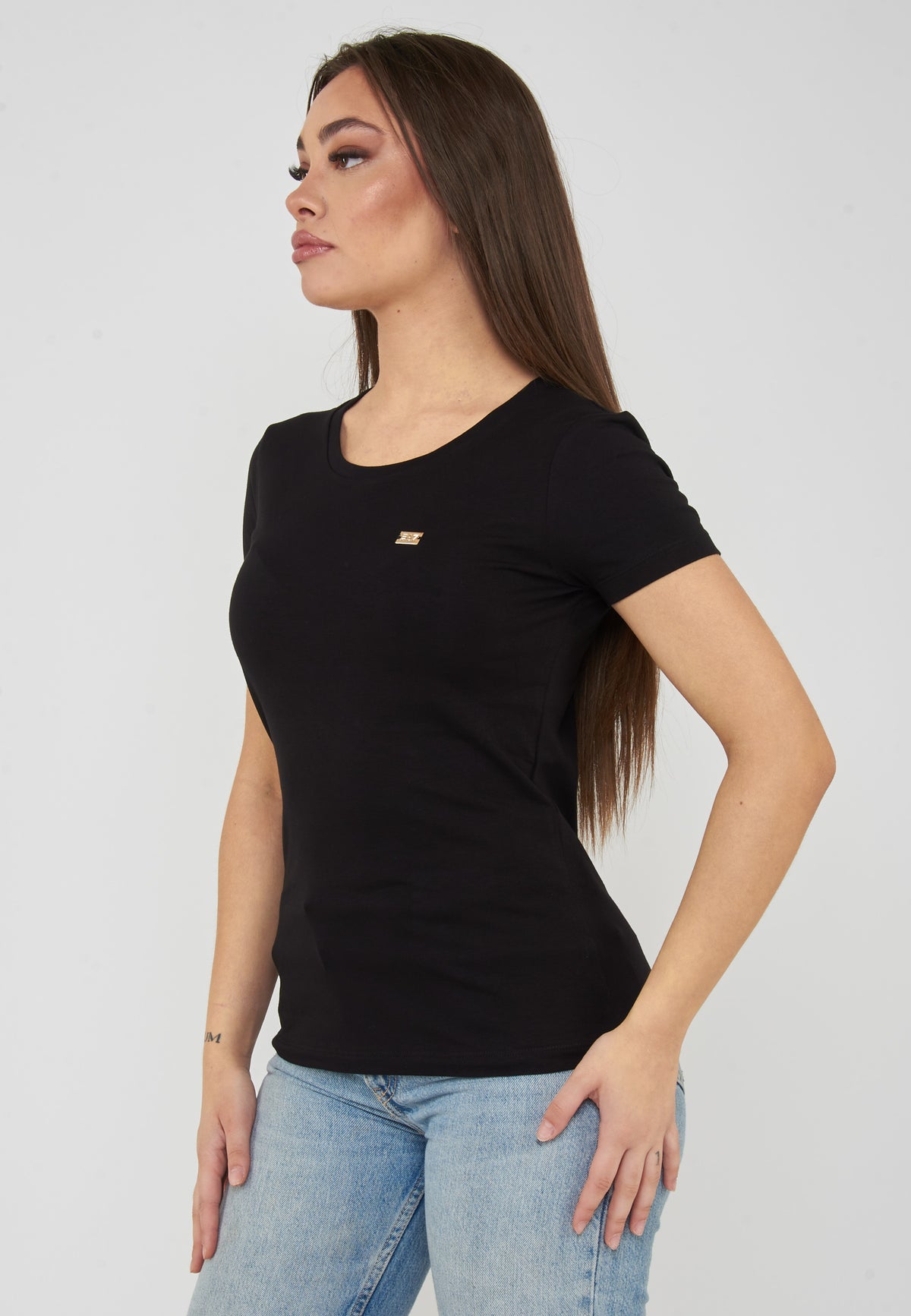 T-shirt Core Lady vestibilità slim in jersey cotone Black