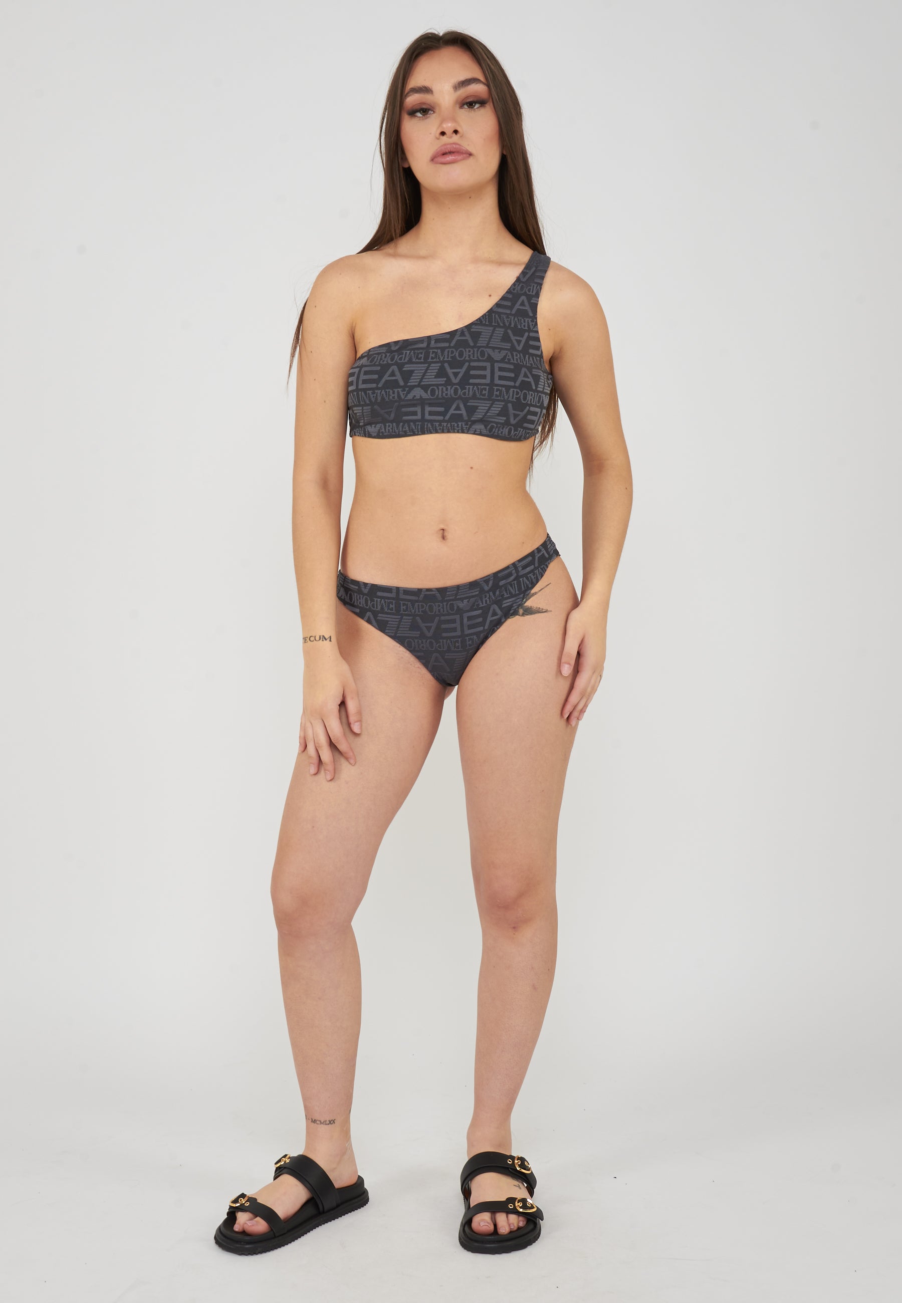 Bikini monospalla stampa monogram fancy grey