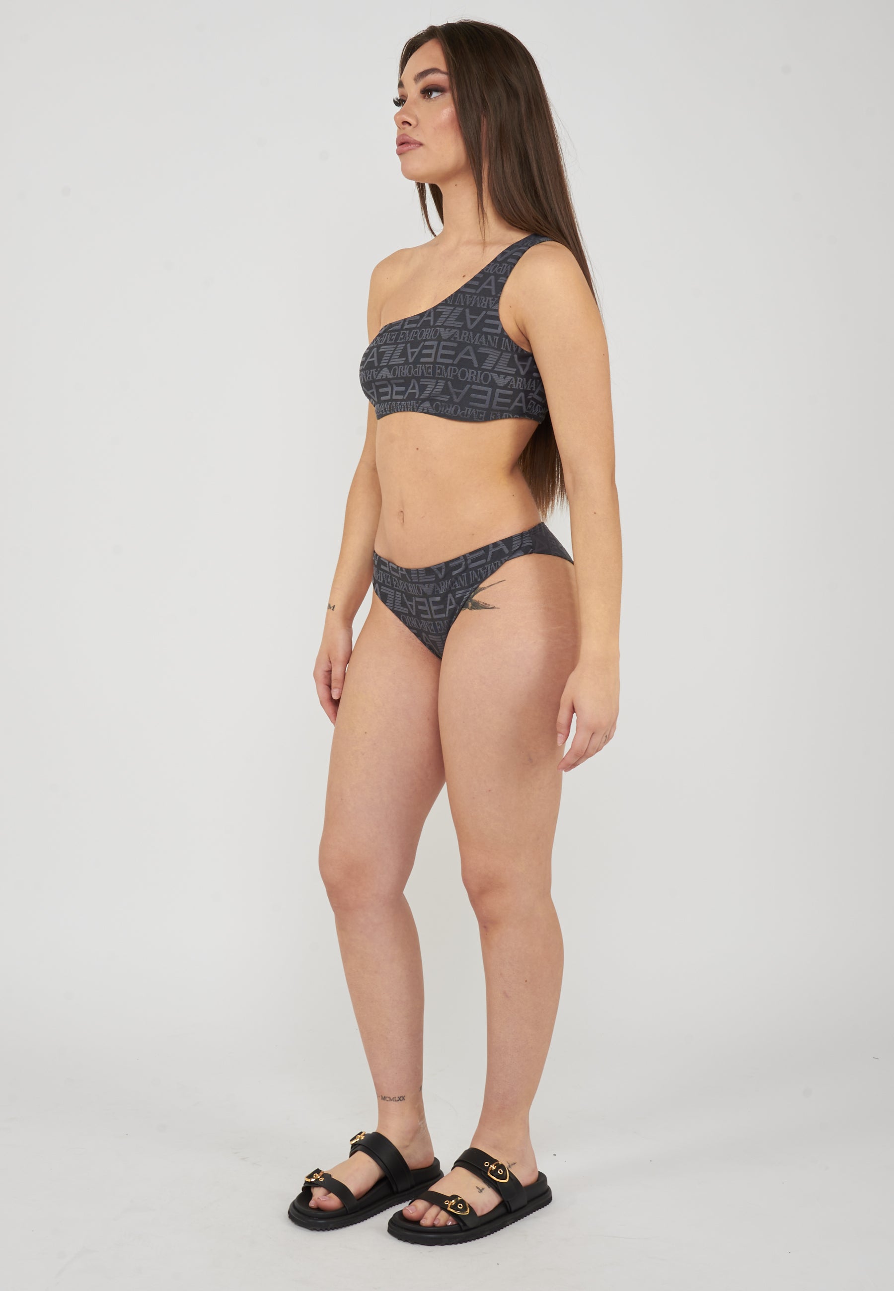 Bikini monospalla stampa monogram fancy grey