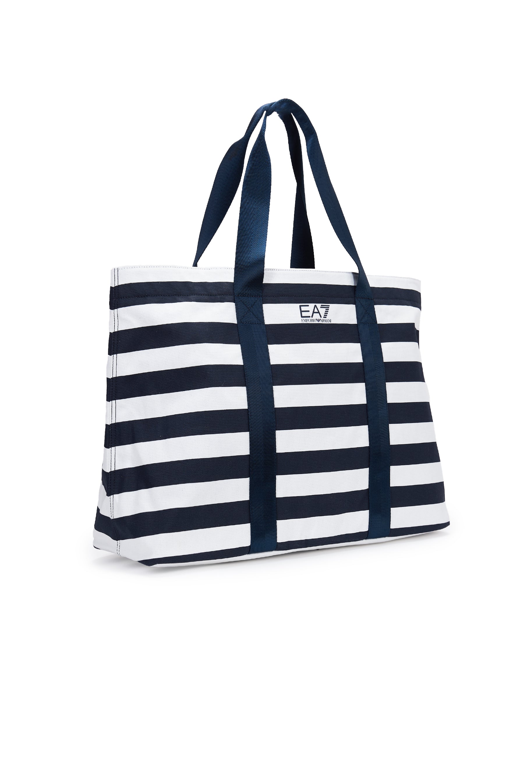 Borsa shopper in cotone a righe Blue