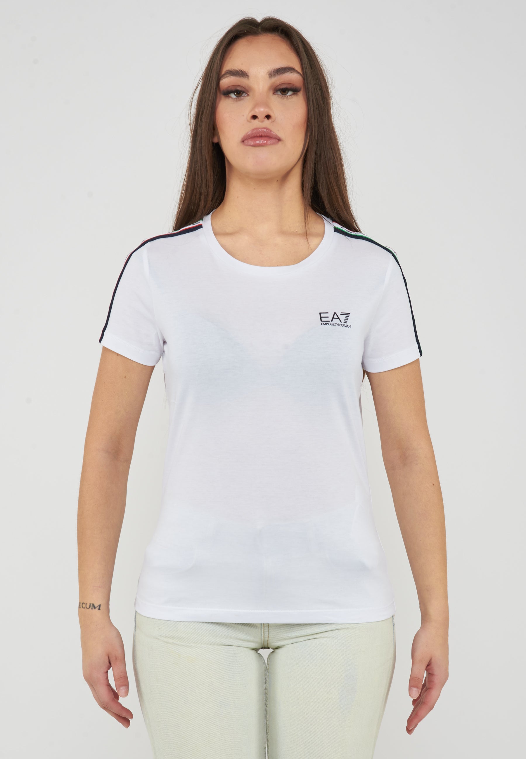 T-shirt girocollo in jersey di cotone Italian Spirit White