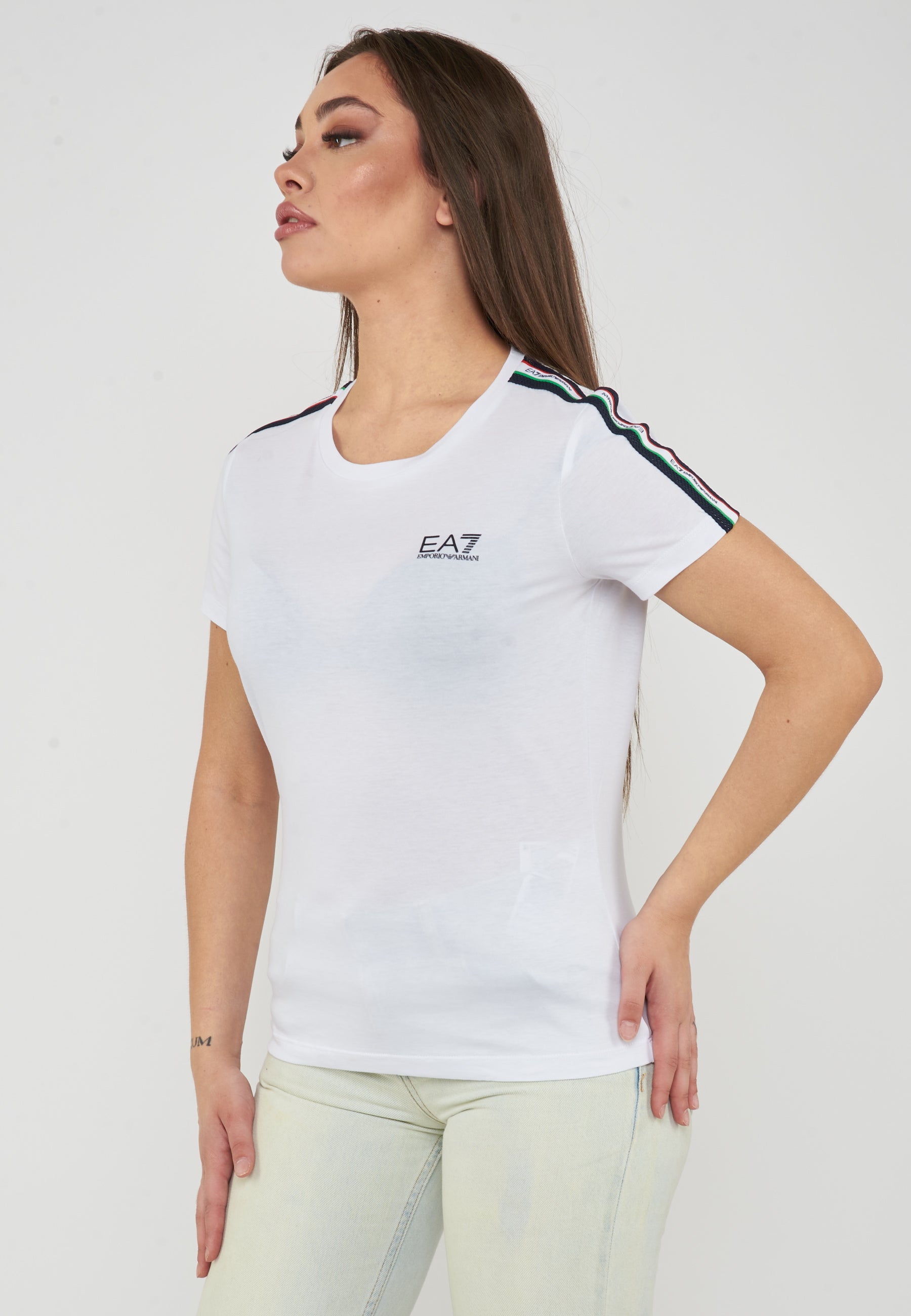 T-shirt girocollo in jersey di cotone Italian Spirit White