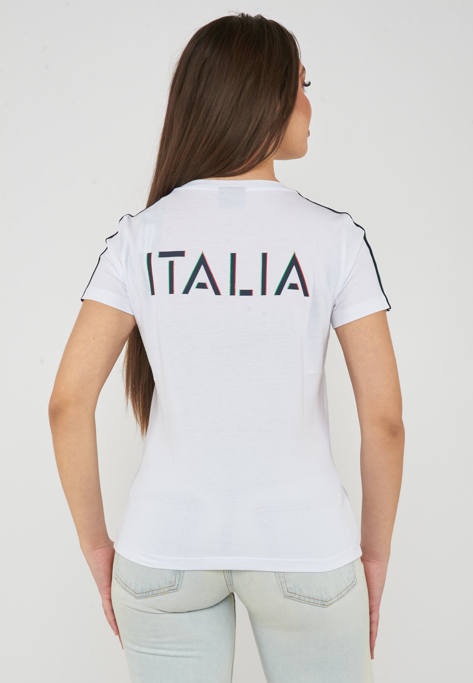 T-shirt girocollo in jersey di cotone Italian Spirit White
