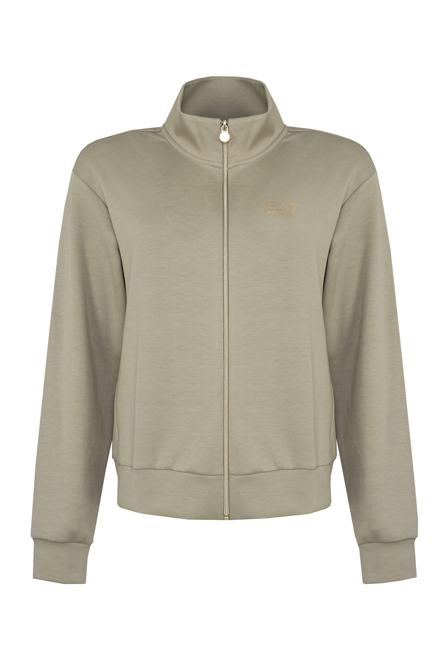 Felpa regular fit con chiusura a zip intera alluminium