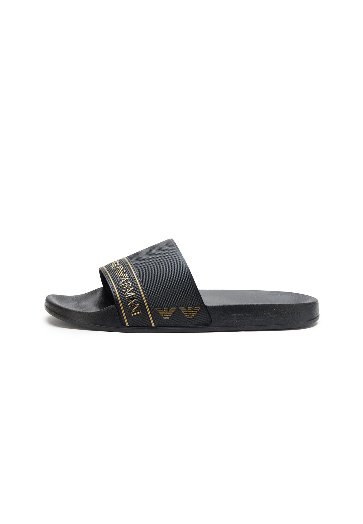 Logo Band Sliders Full Black Gold