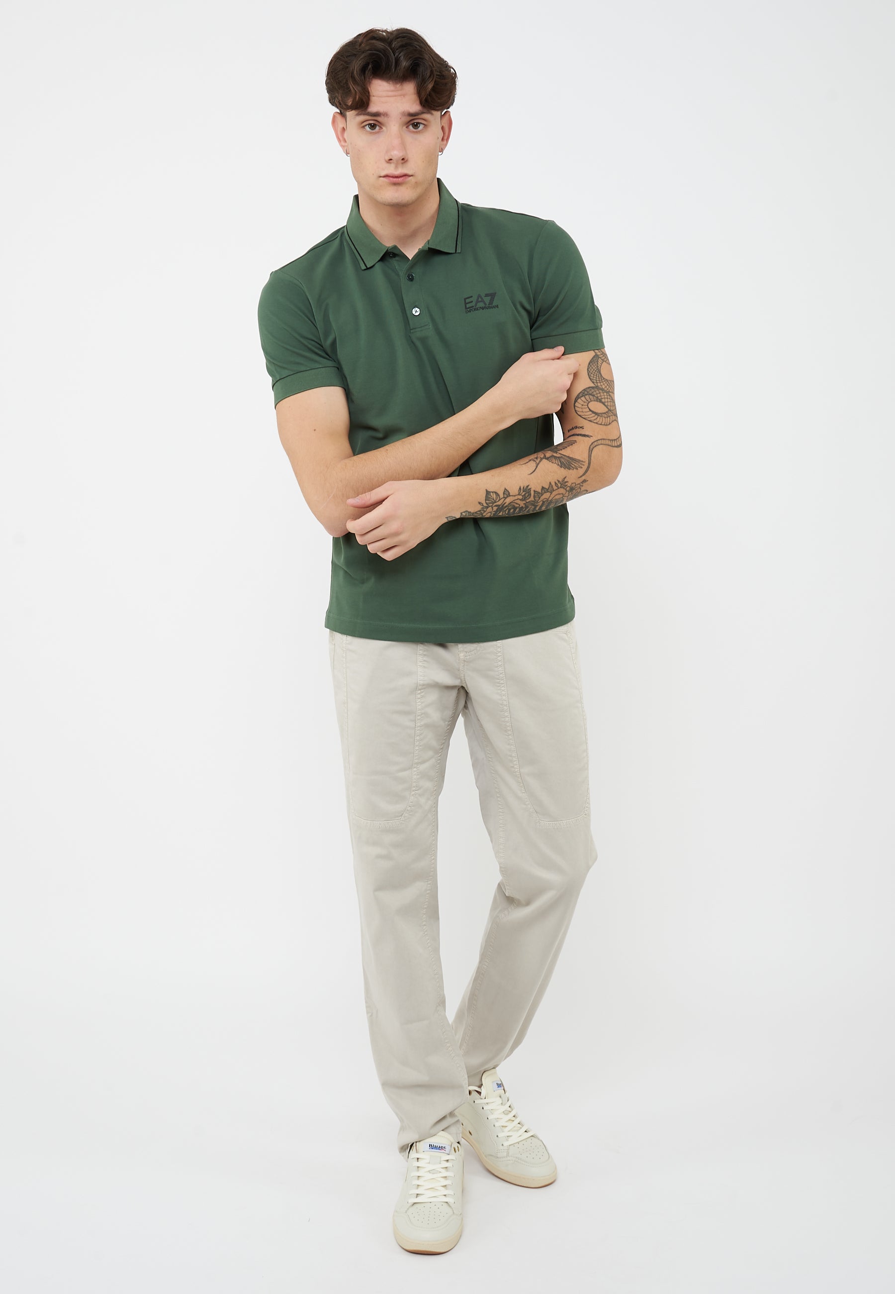 Polo Core Identity in piquet di cotone stretch Cilantro