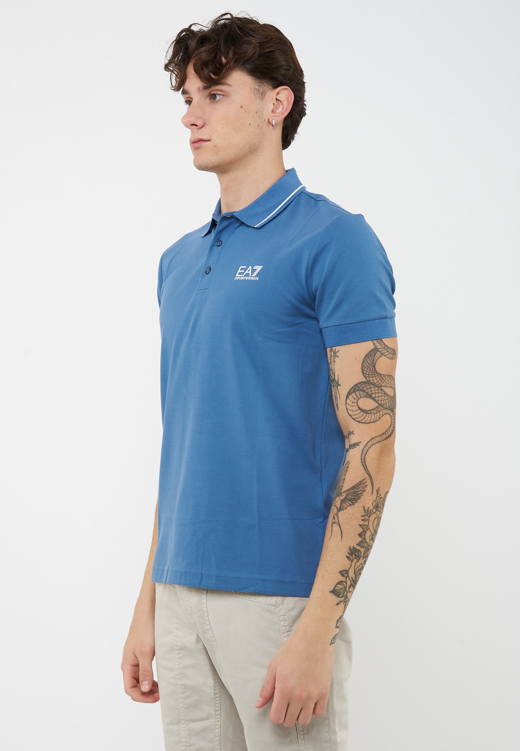 Polo Core Identity in piquet di cotone stretch Blue Horizone