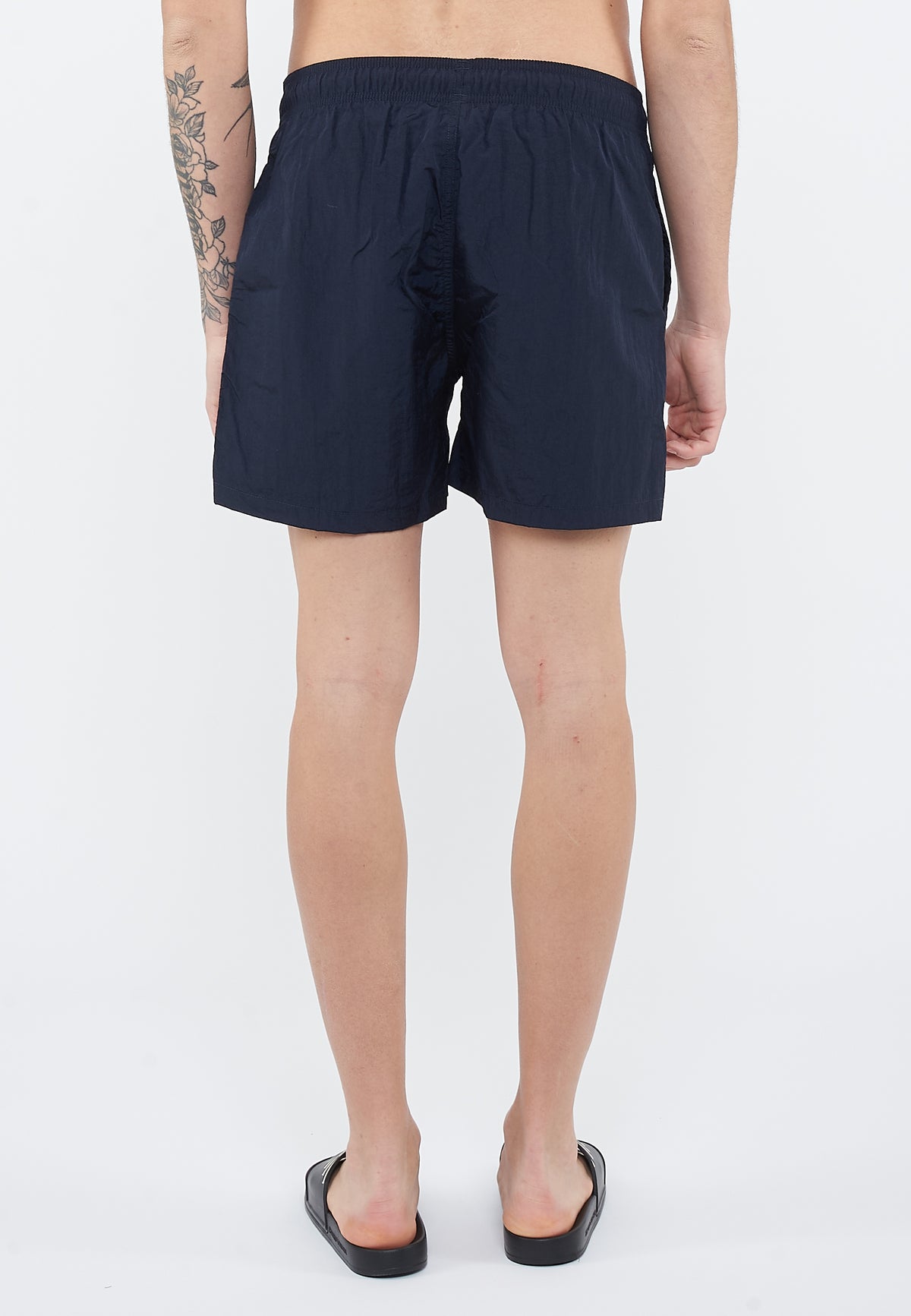 Embroidered logo topstitched swim shorts Blue