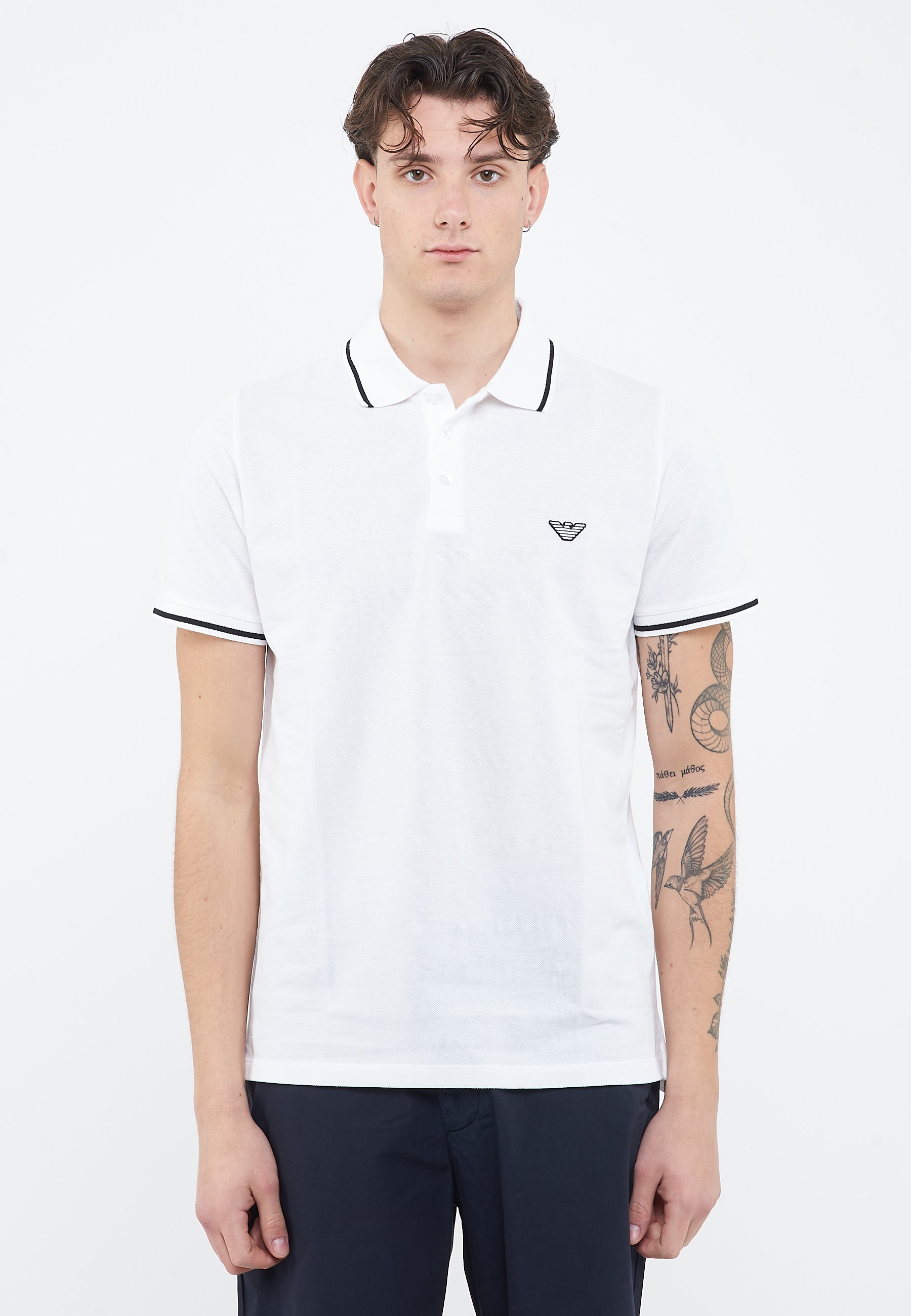 Polo Emporio Armani Swimwear Leggero Piquet White