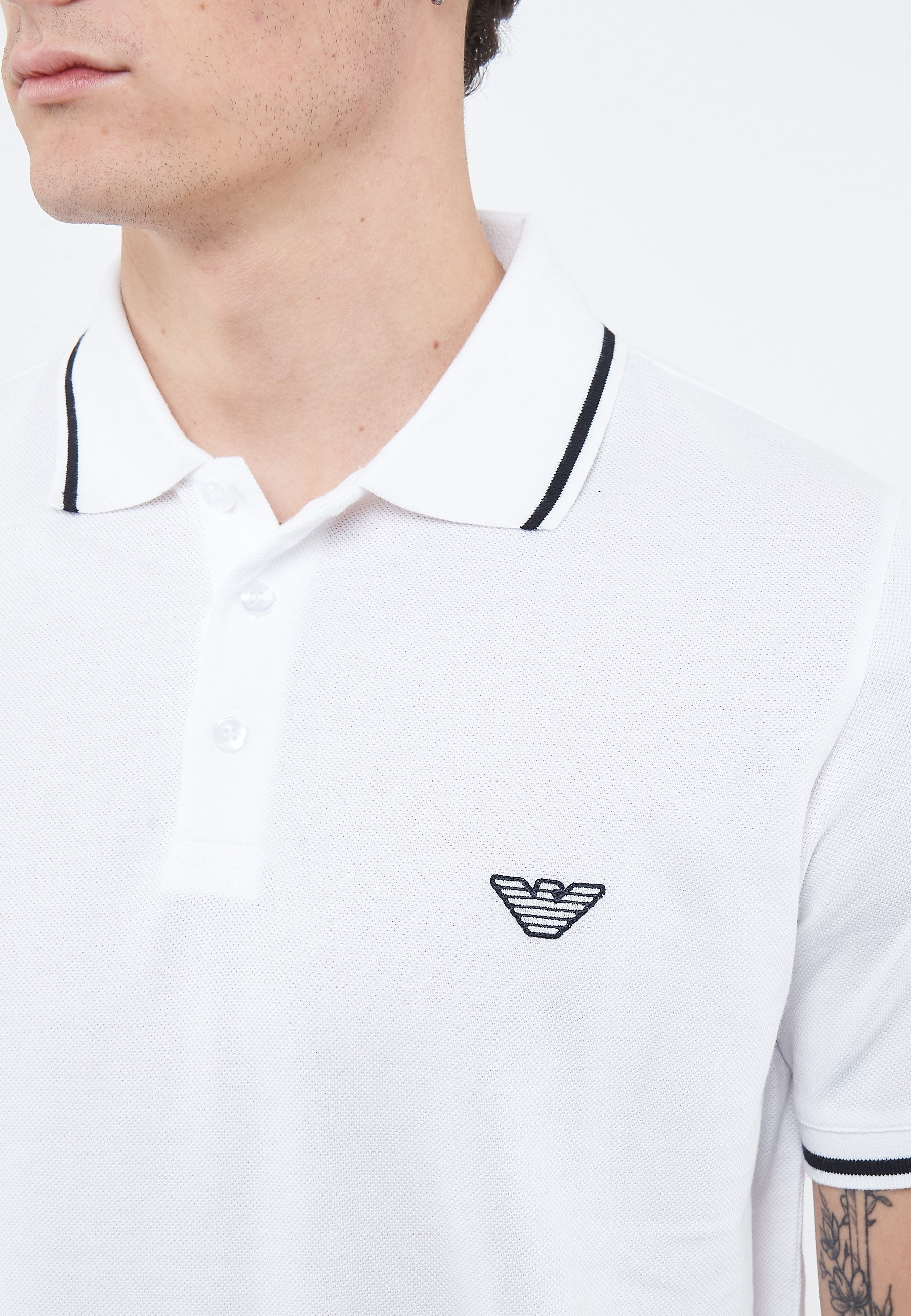 Polo Emporio Armani Swimwear Leggero Piquet White