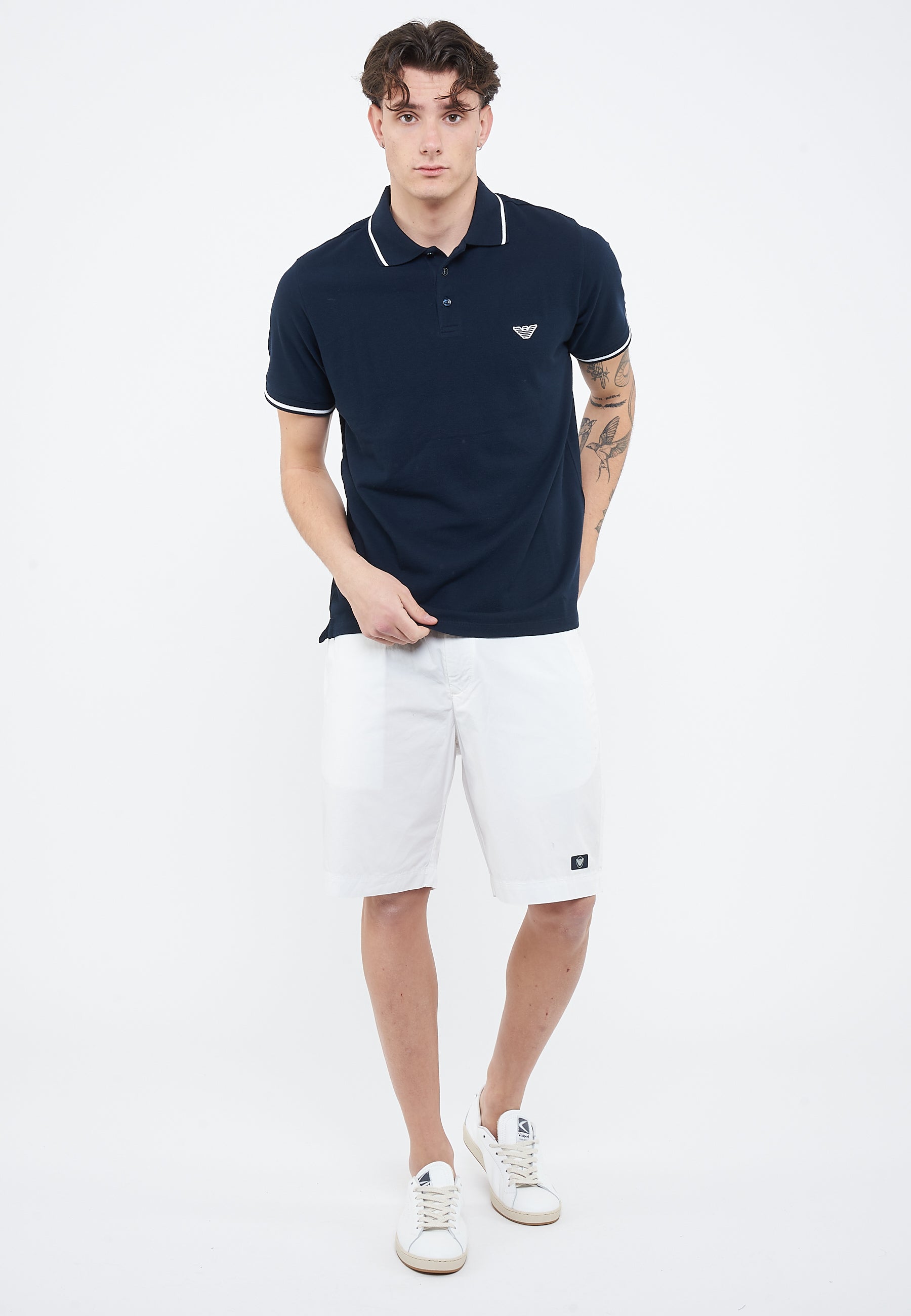 Polo Emporio Armani Swimwear Leggero Piquet Blue