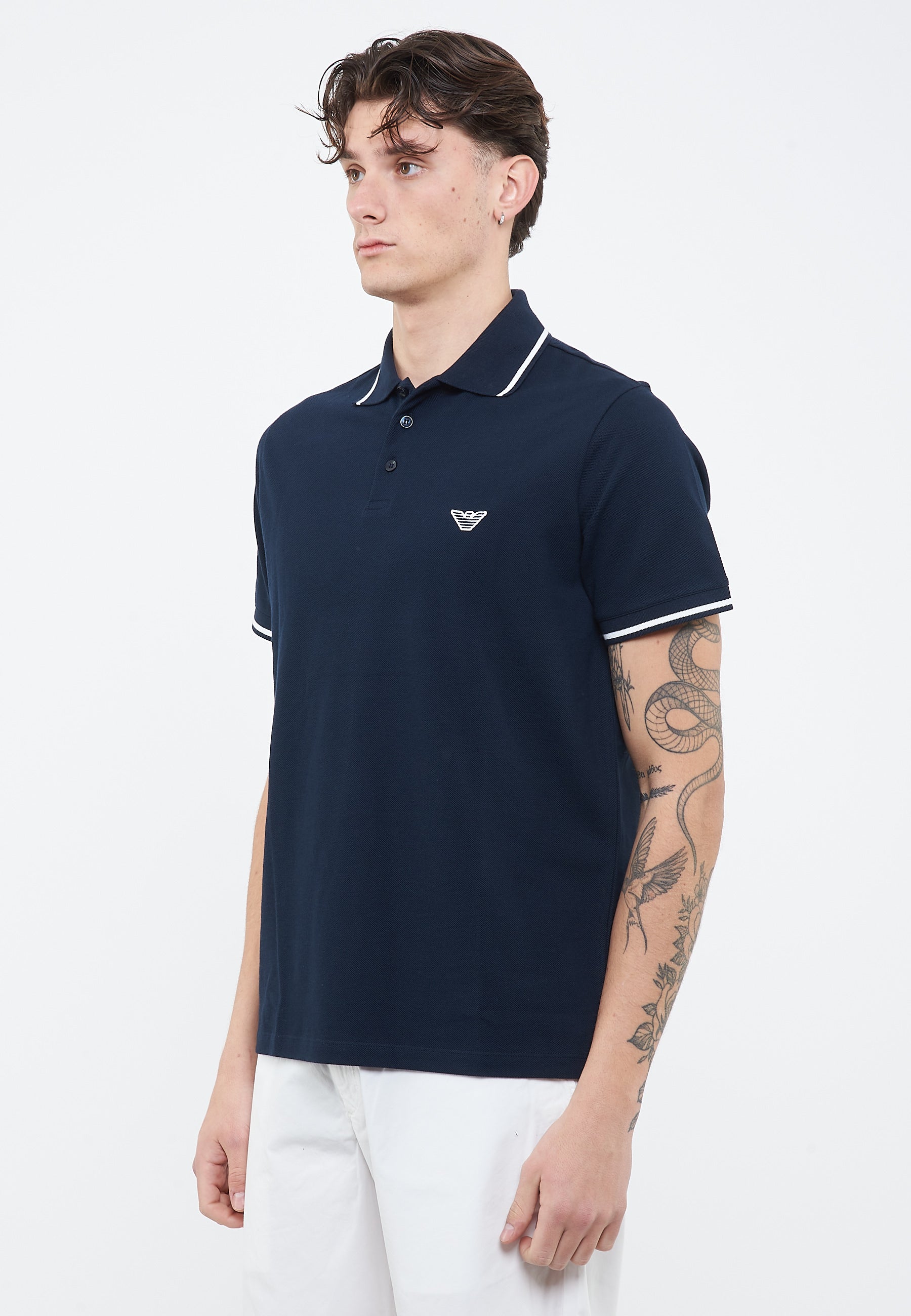 Polo Emporio Armani Swimwear Leggero Piquet Blue