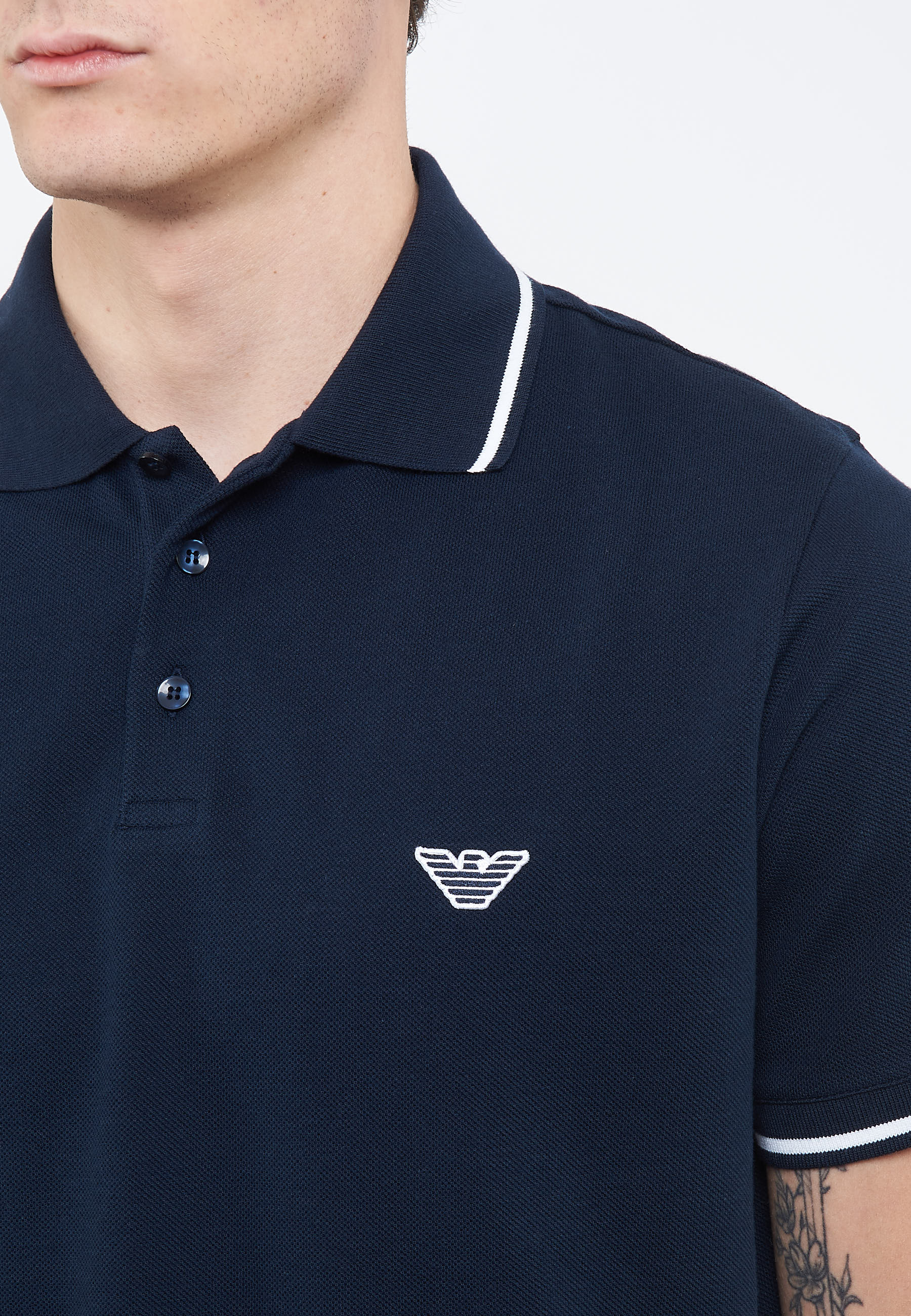 Polo Emporio Armani Swimwear Leggero Piquet Blue