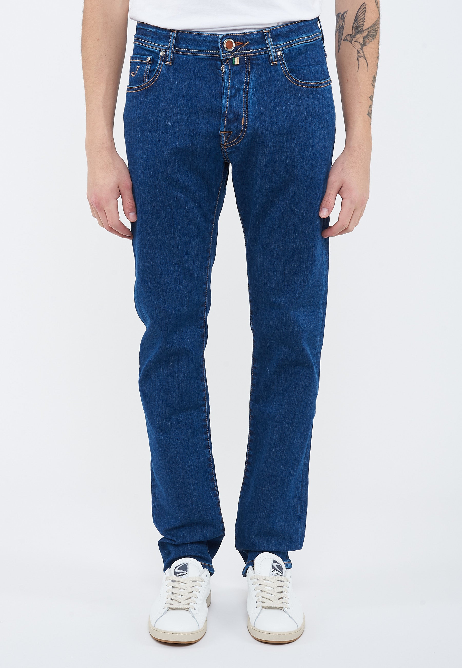 Jeans 5 tasche Bard regular-slim in denim super stretch blu scuro lavaggio rinse