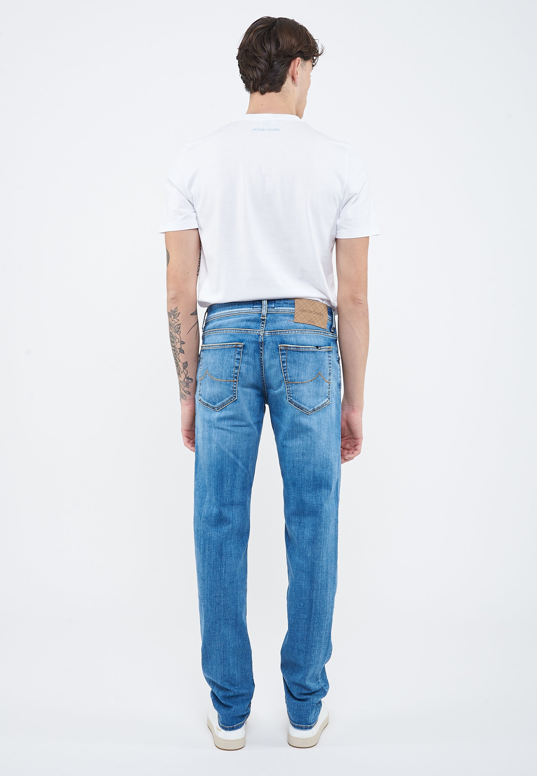 Jeans 5 tasche Nick slim in denim super stretch blu chiaro lavaggio rinse