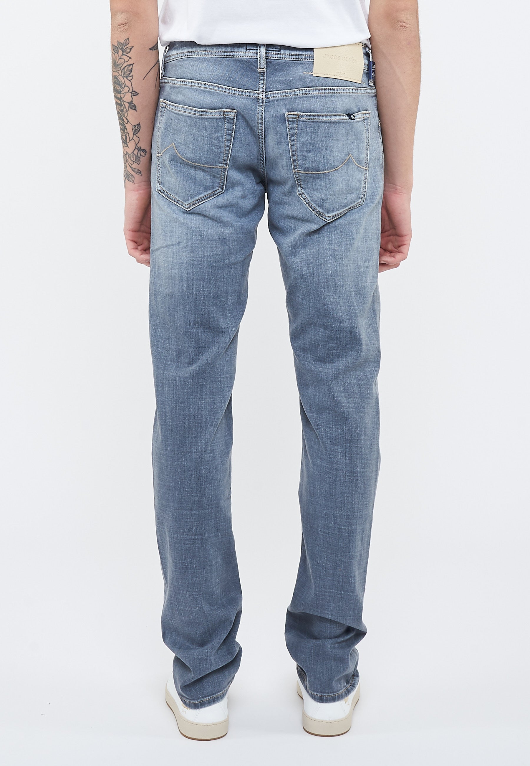 Jeans 5 tasche Nick slim in denim super stretch grigio lavaggio vintage