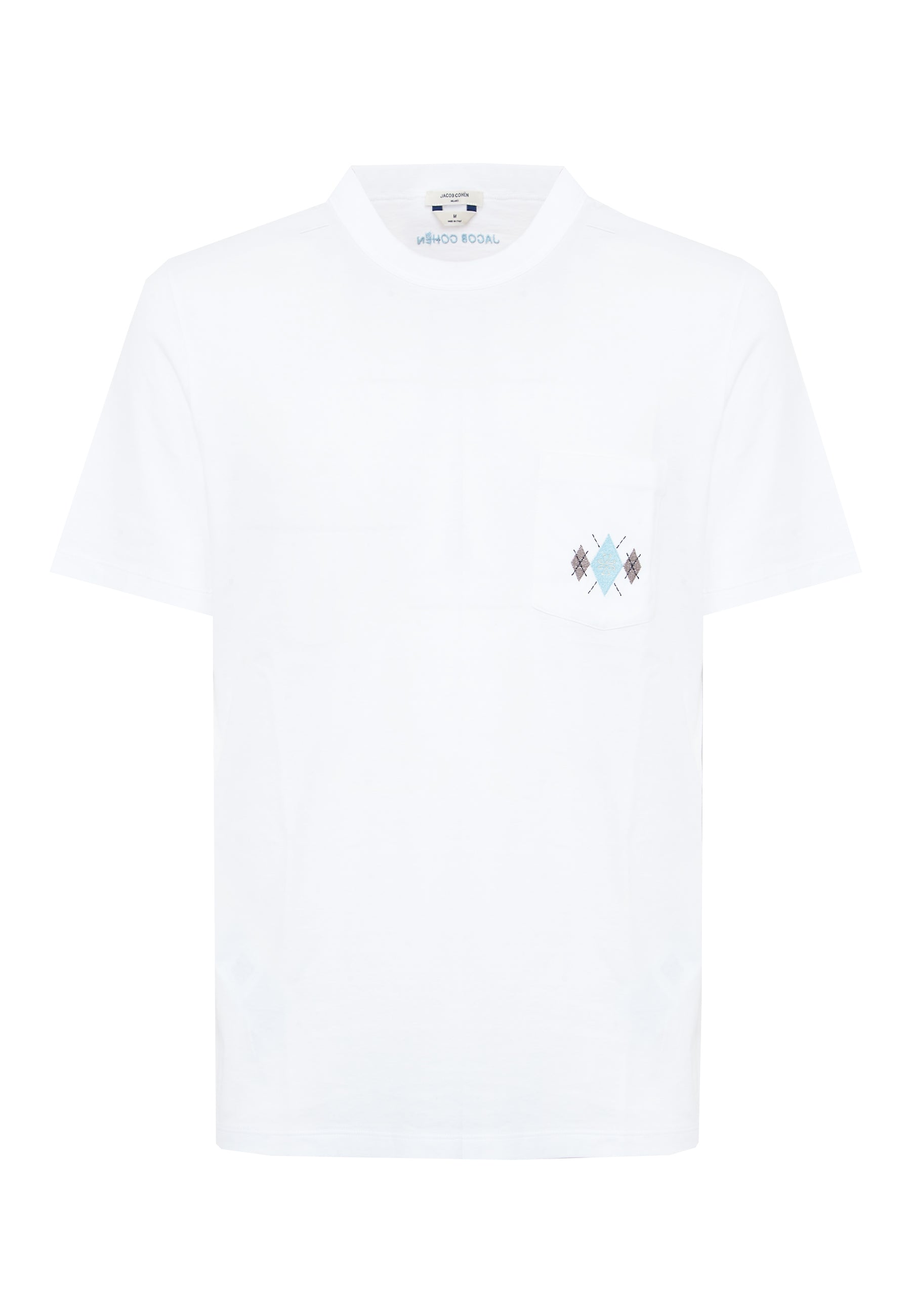 T-shirt girocollo con taschino in jersey di cotone bianco