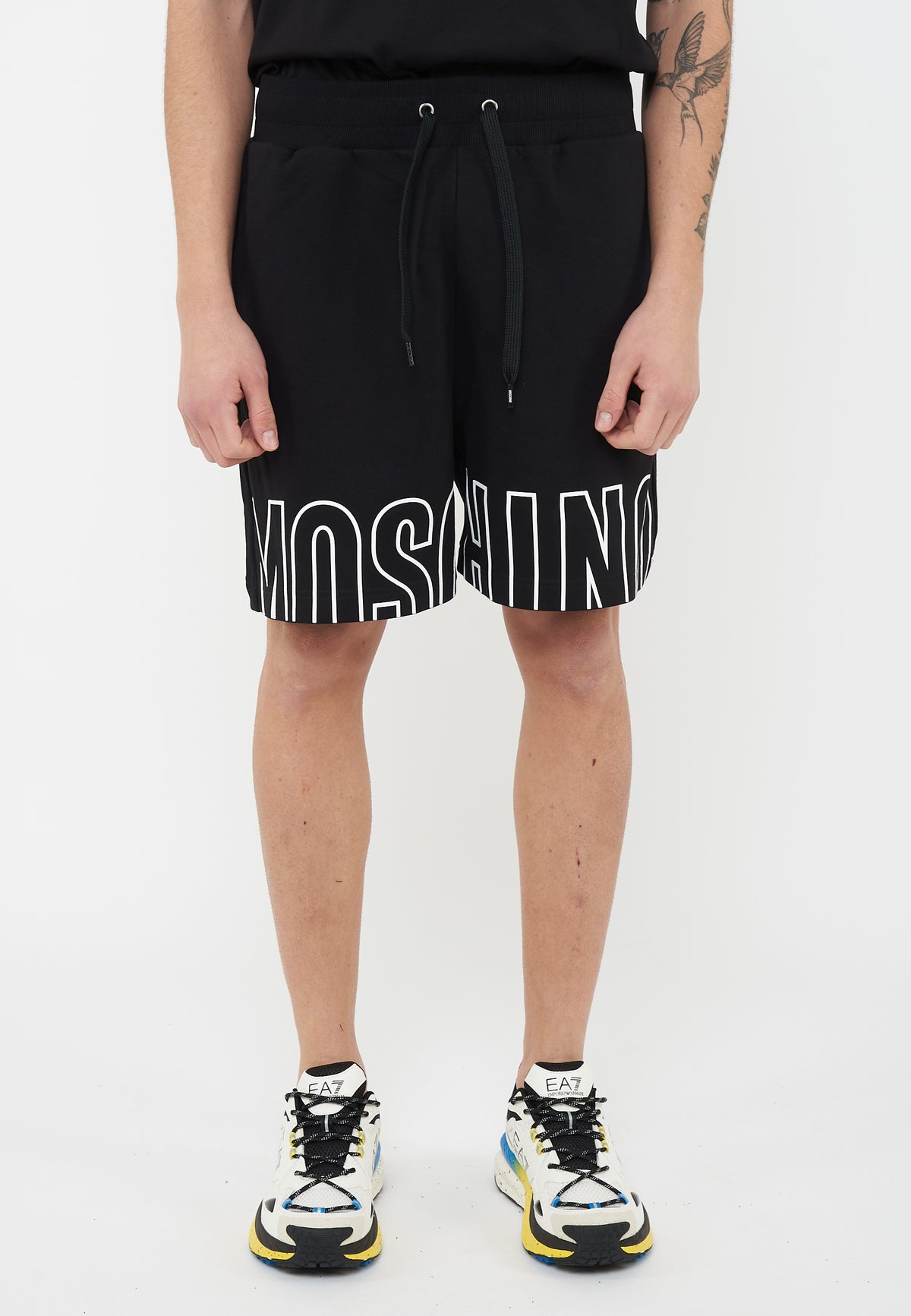 Bermuda Uomo In Felpa Con Maxi Logo Black