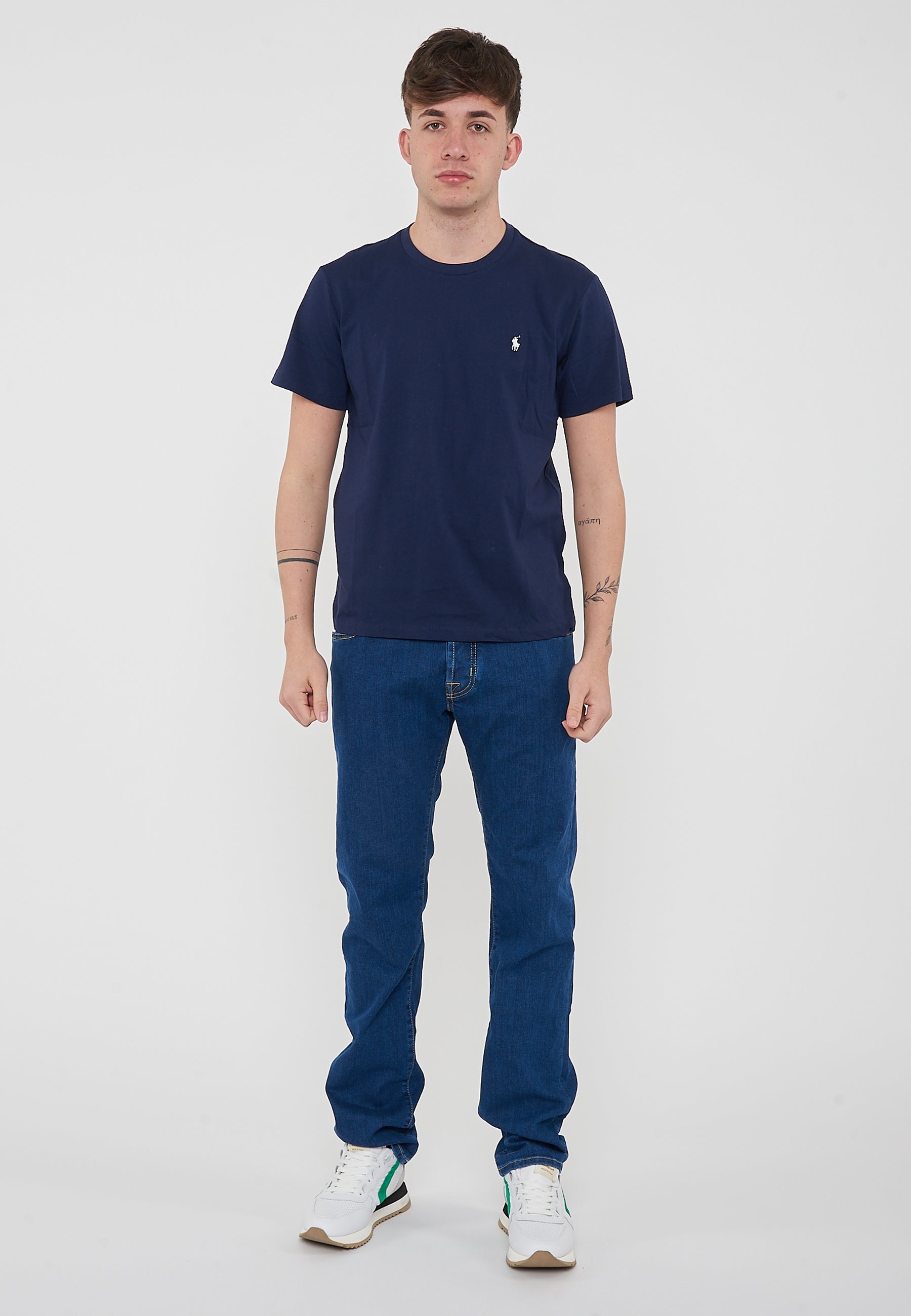T-Shirt In Jersey di Cotone Navy
