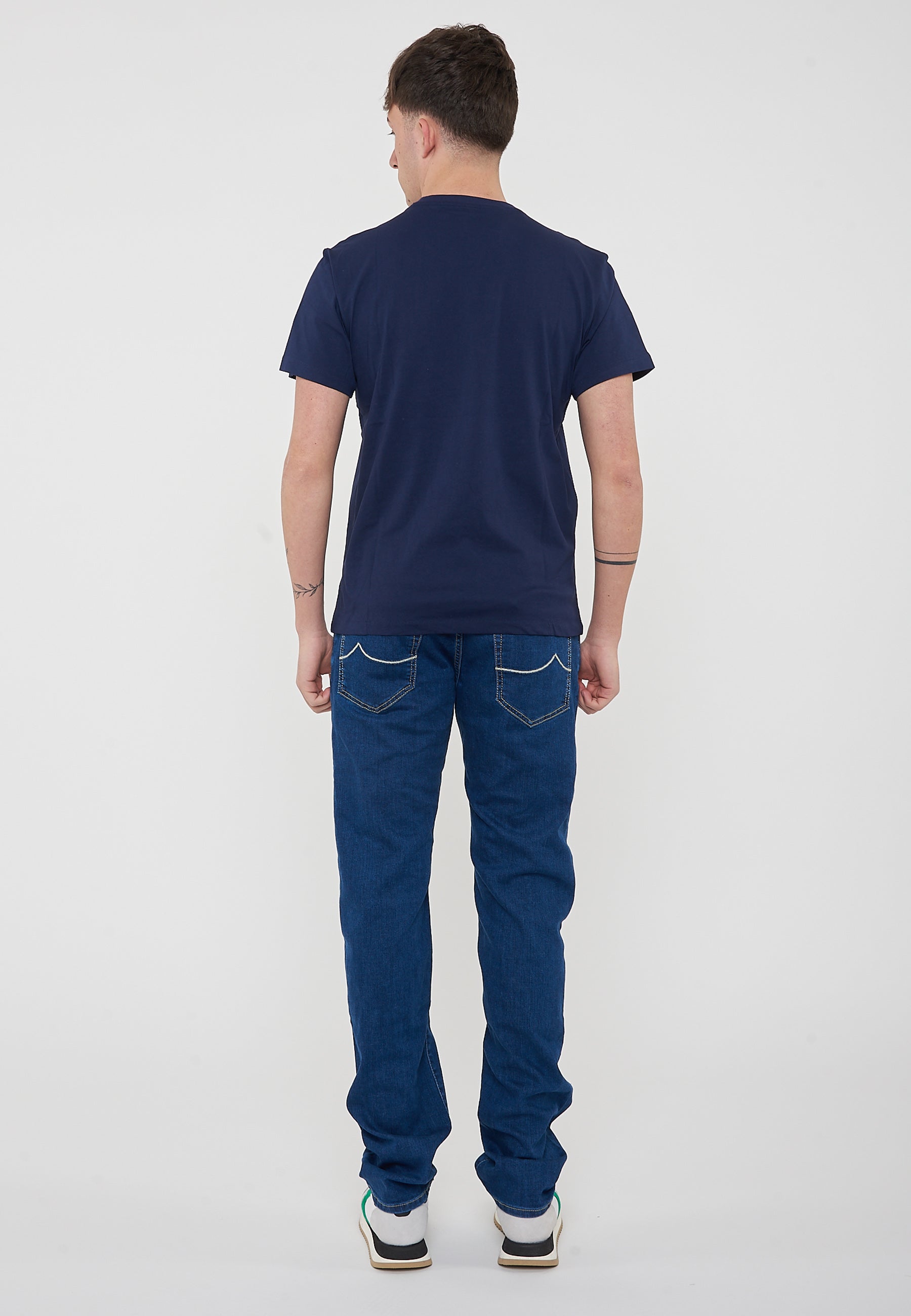 T-Shirt In Jersey di Cotone Navy